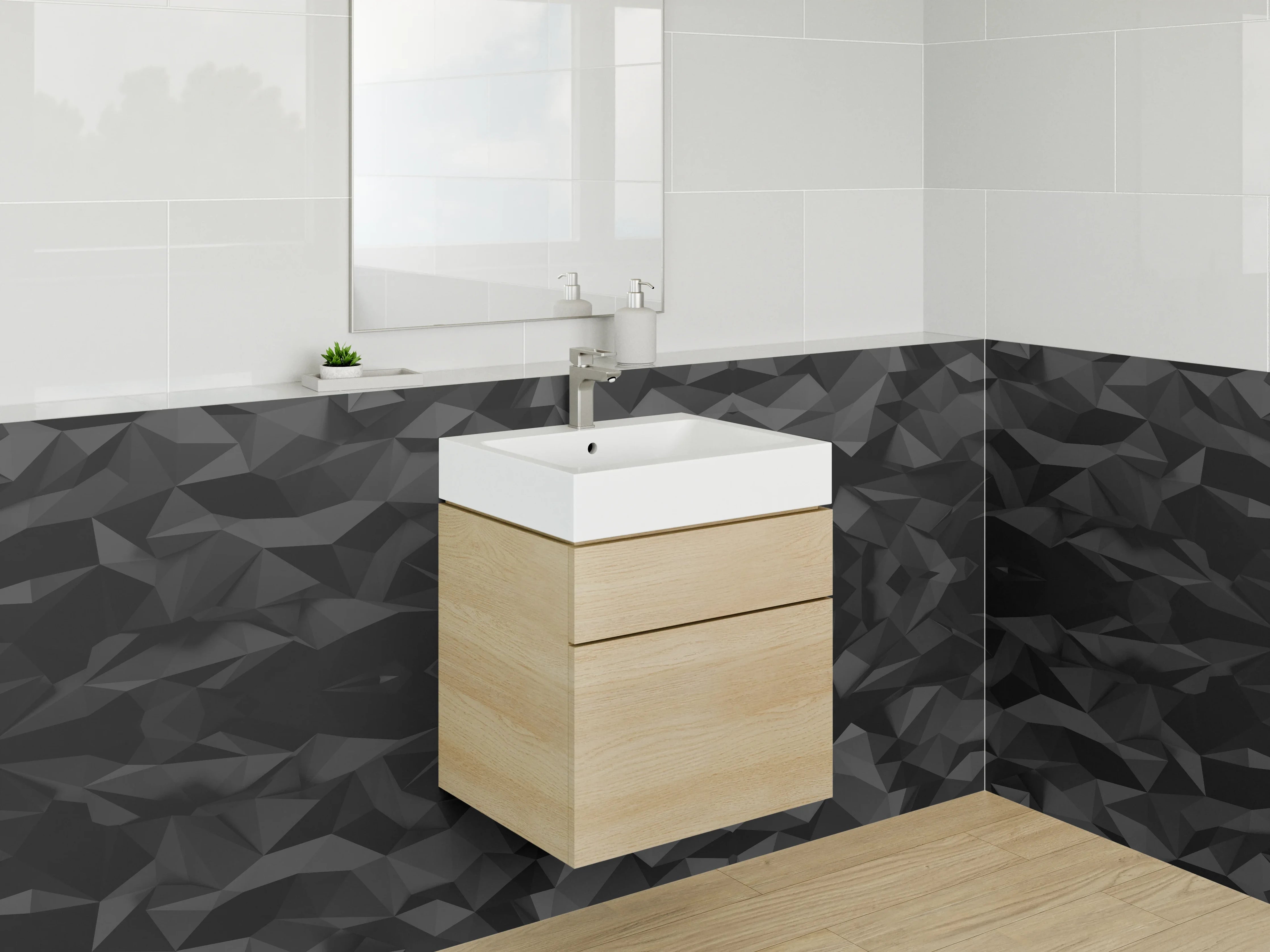 Waschbecken-Rückwand - Abstrakte schwarze 3D-Struktur Wand