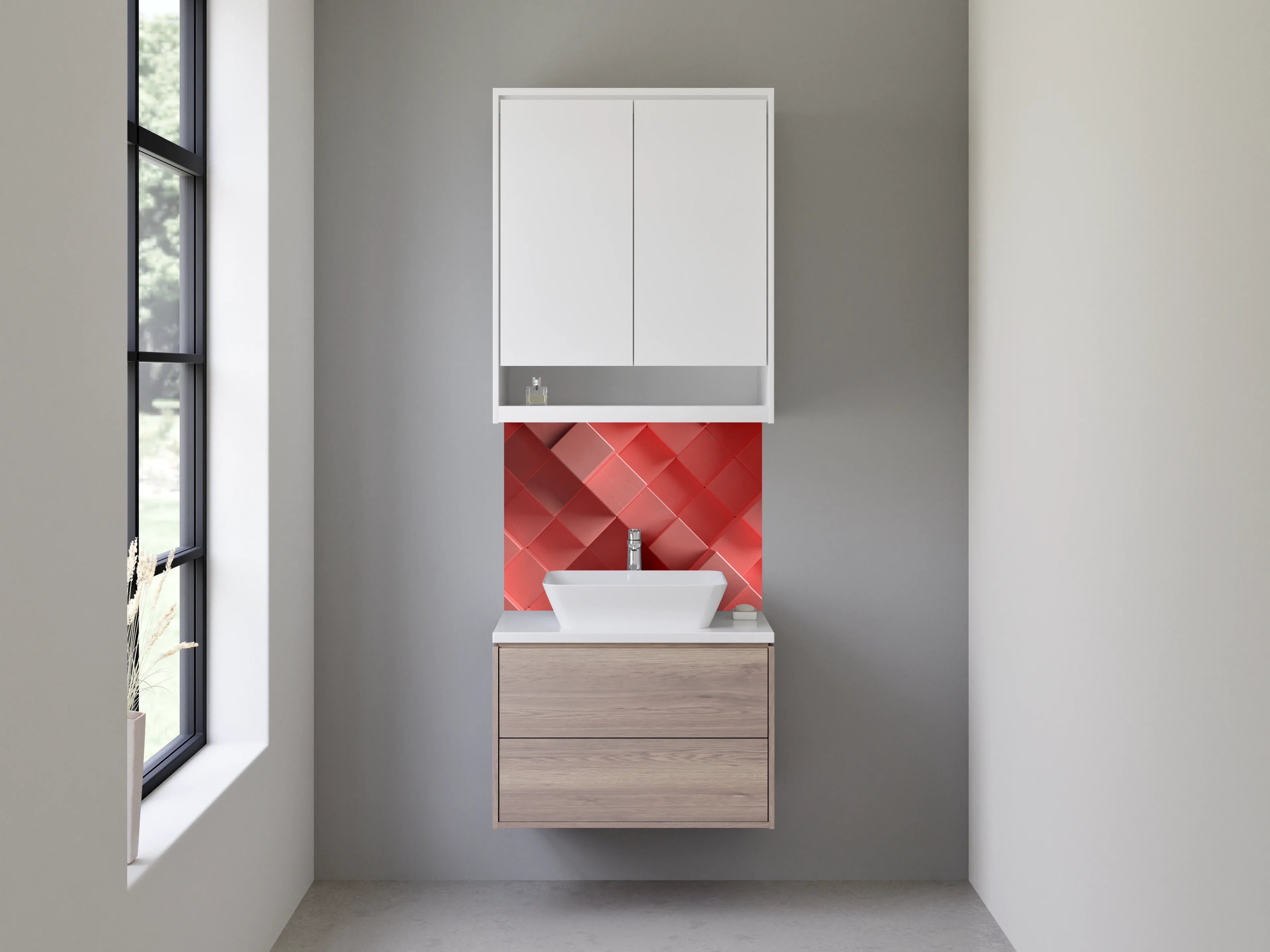 Waschbecken-Rückwand - Abstraktes 3D-Rot-Design