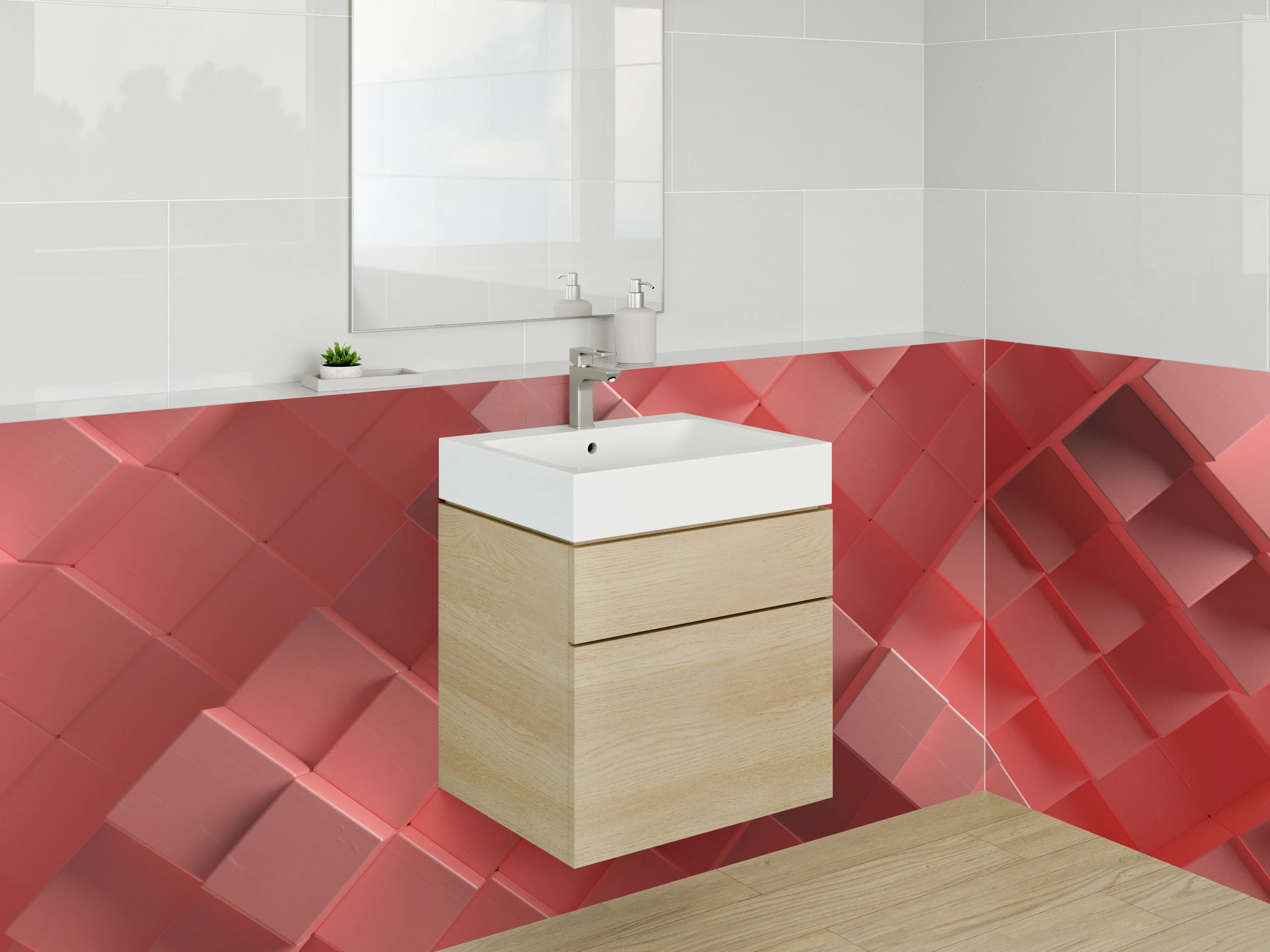 Waschbecken-Rückwand - Abstraktes 3D-Rot-Design
