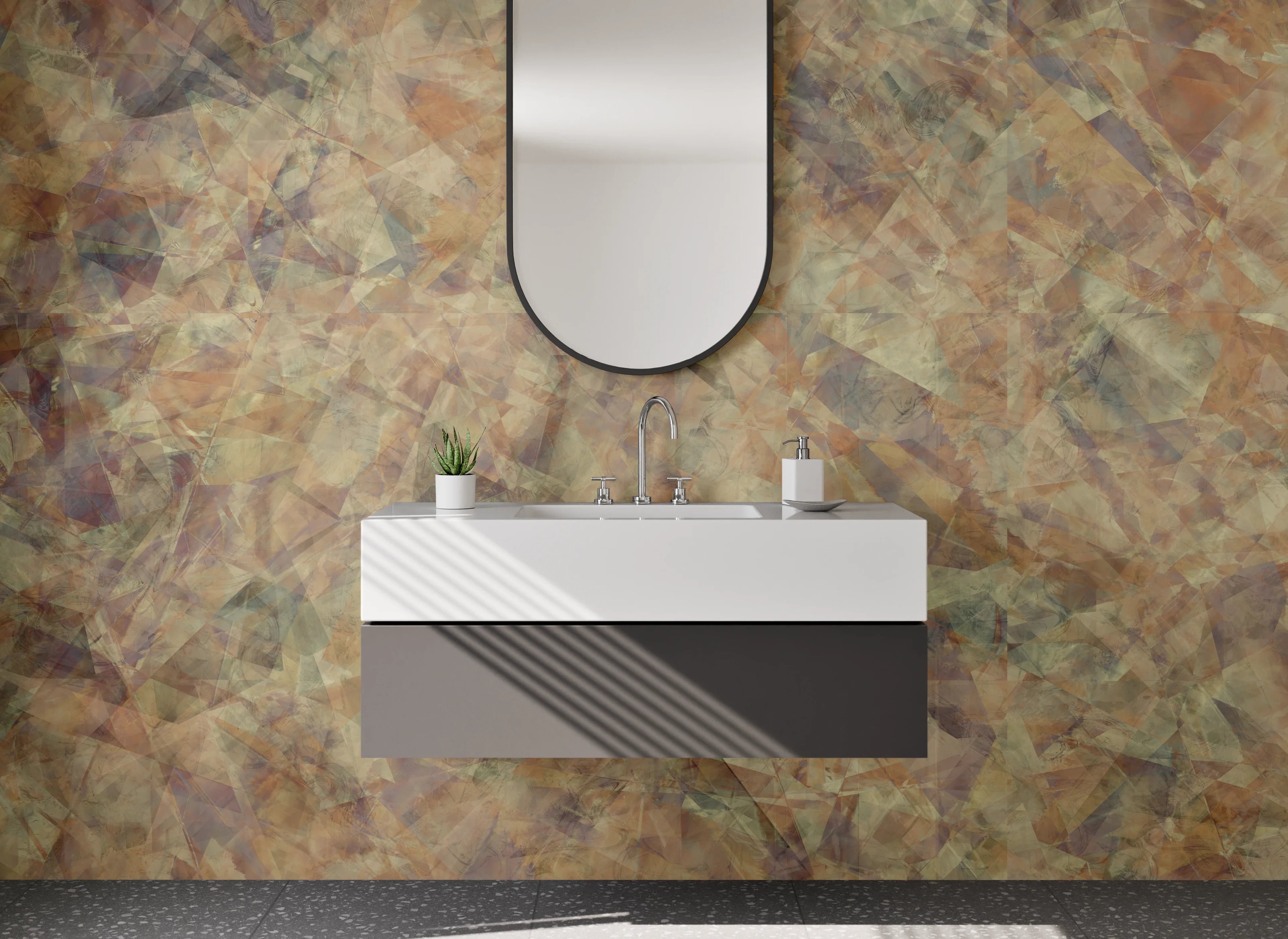 Waschbecken-Rückwand - Abstraktes Beige-Braun Muster