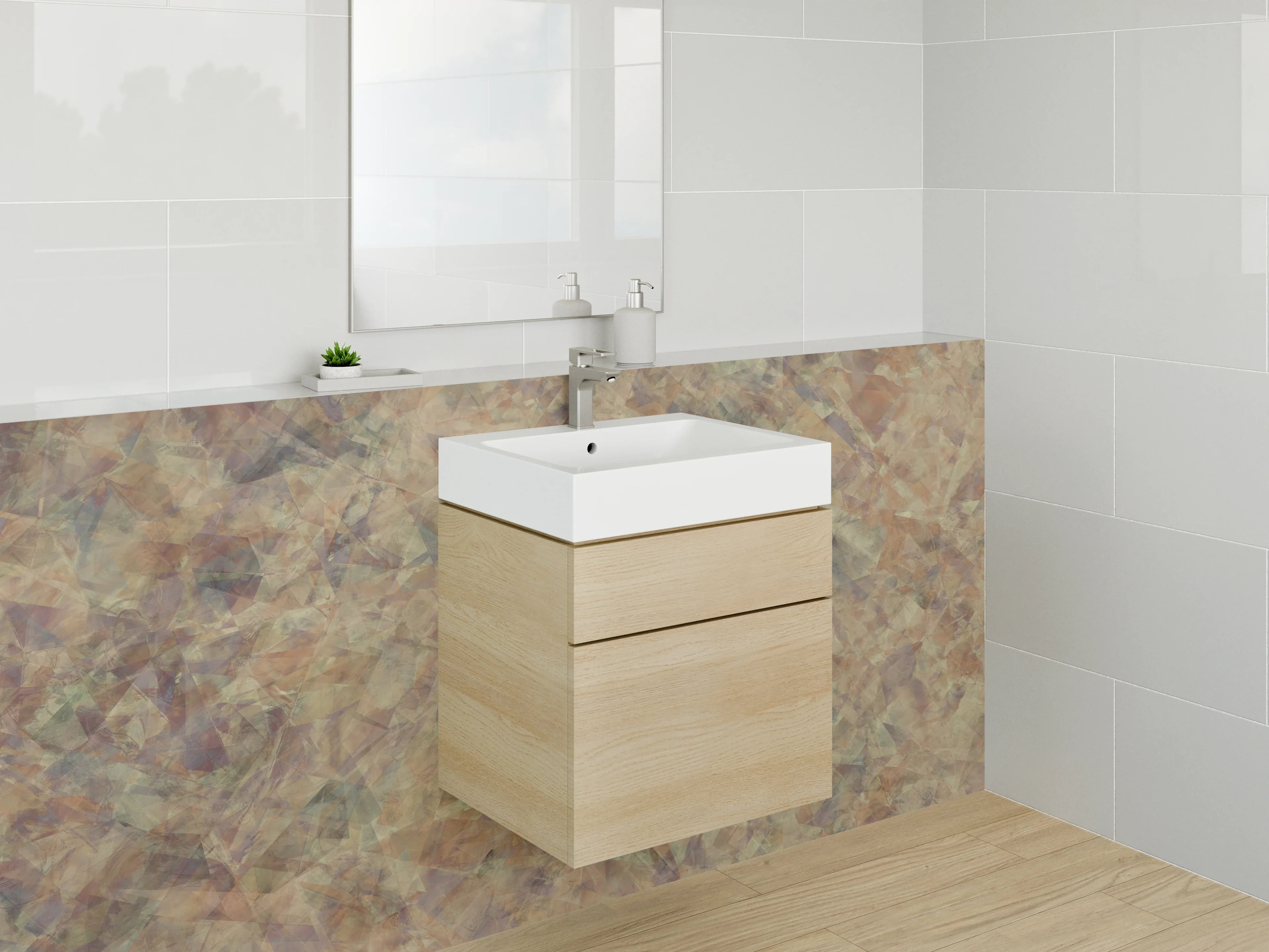 Waschbecken-Rückwand - Abstraktes Beige-Braun Muster