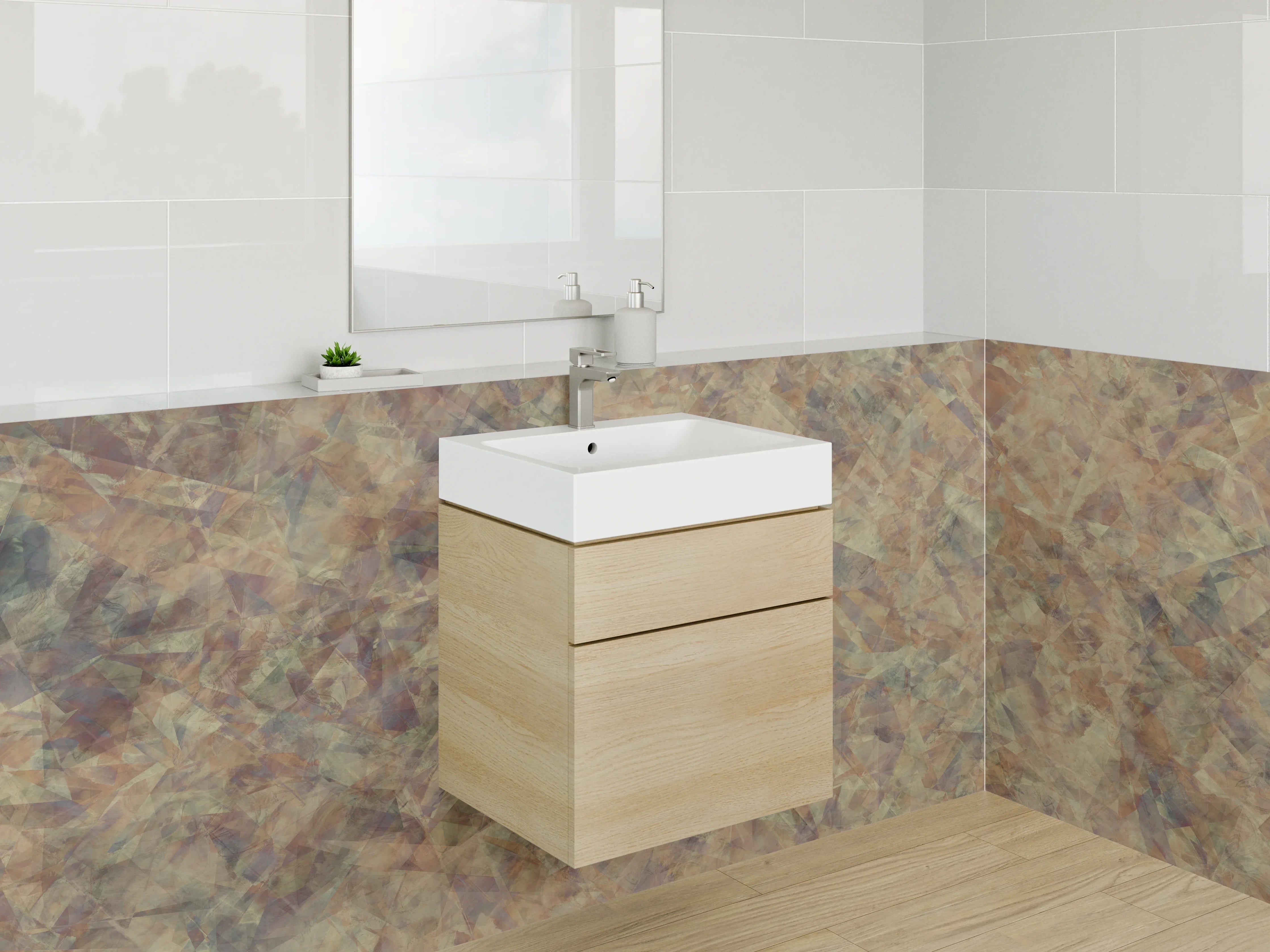 Waschbecken-Rückwand - Abstraktes Beige-Braun Muster