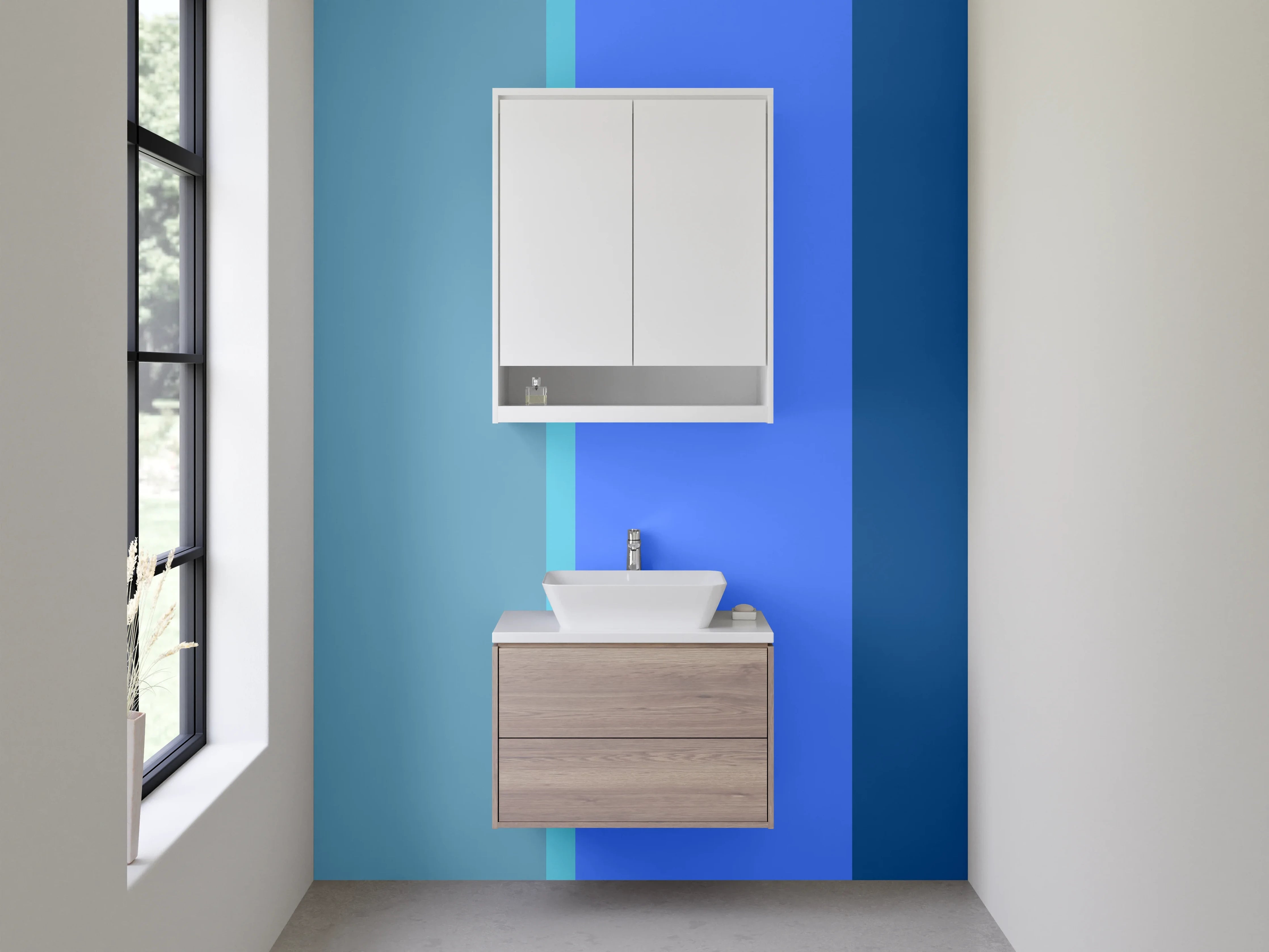 Waschbecken-Rückwand - Abstraktes Blau Linien Modern