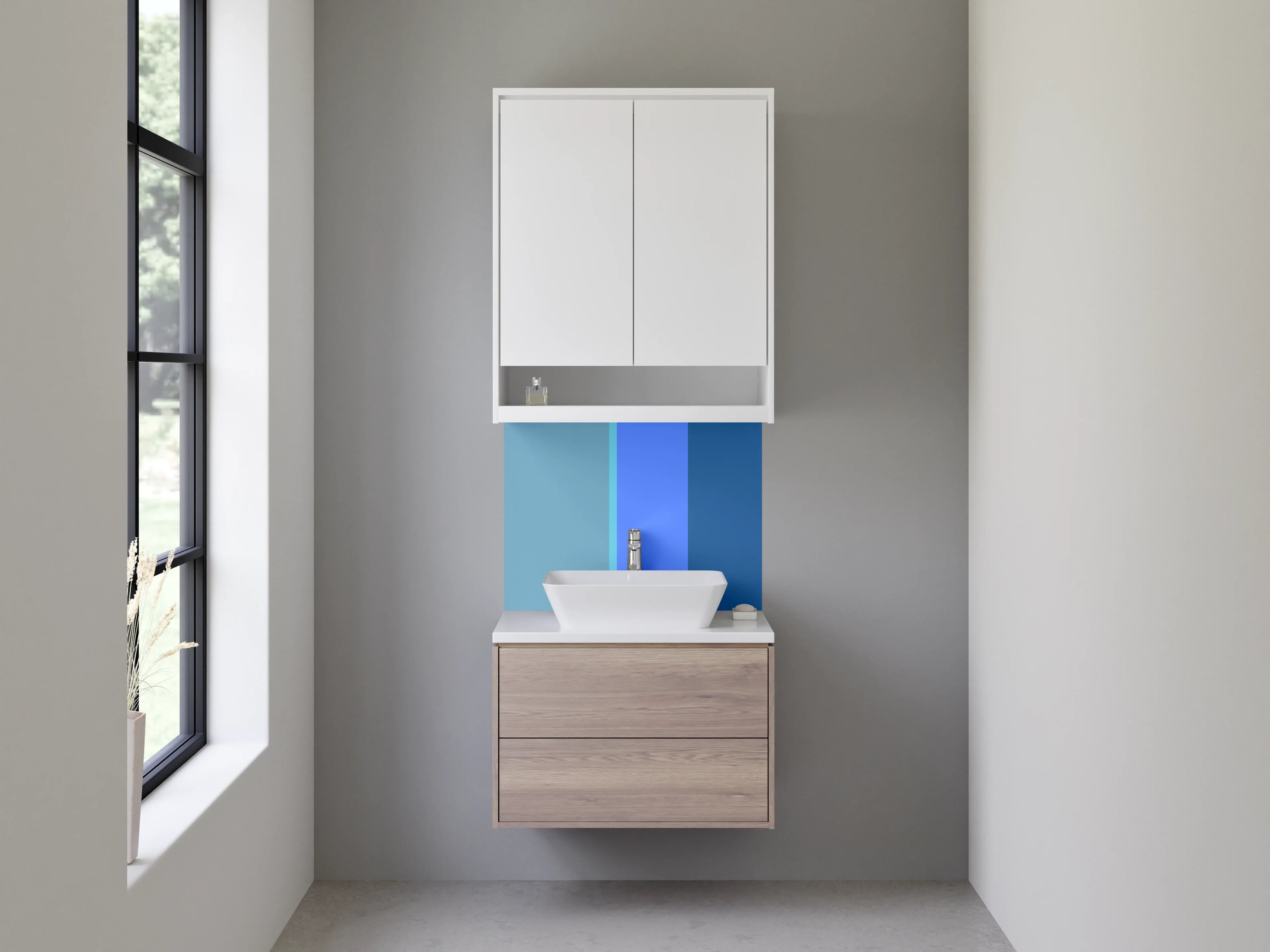 Waschbecken-Rückwand - Abstraktes Blau Linien Modern