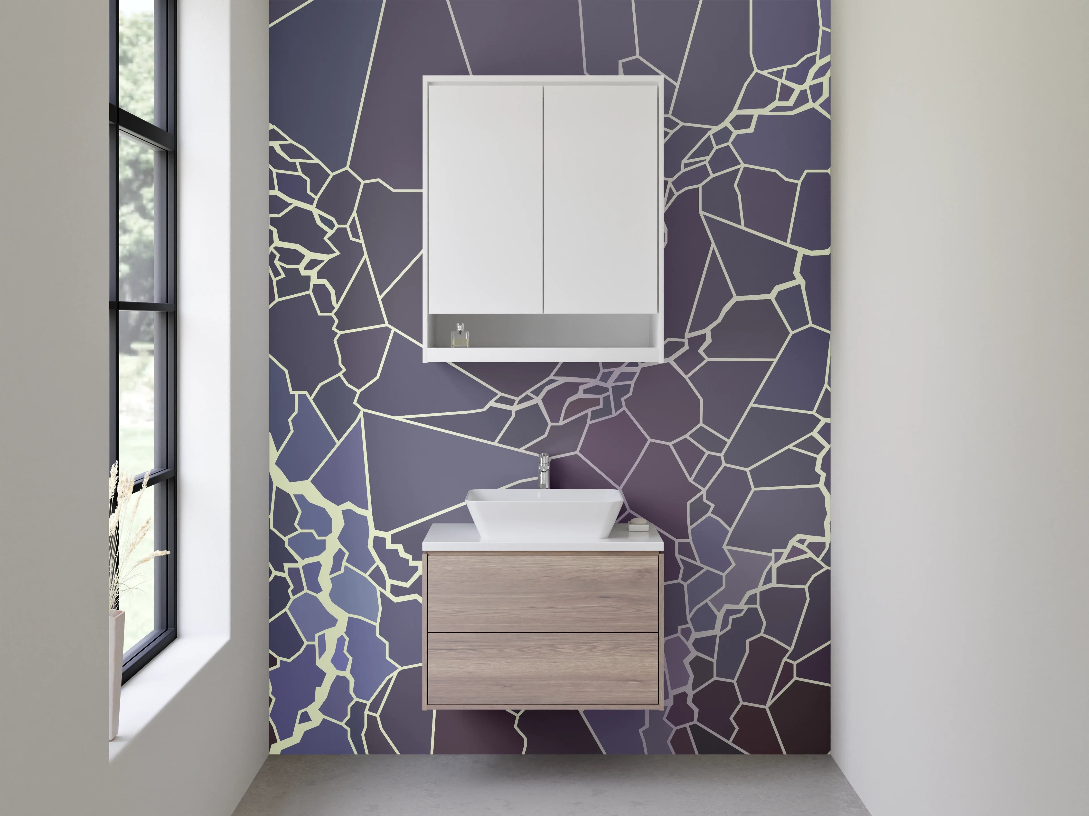Waschbecken-Rückwand - Abstraktes Blitze-Mosaik Design