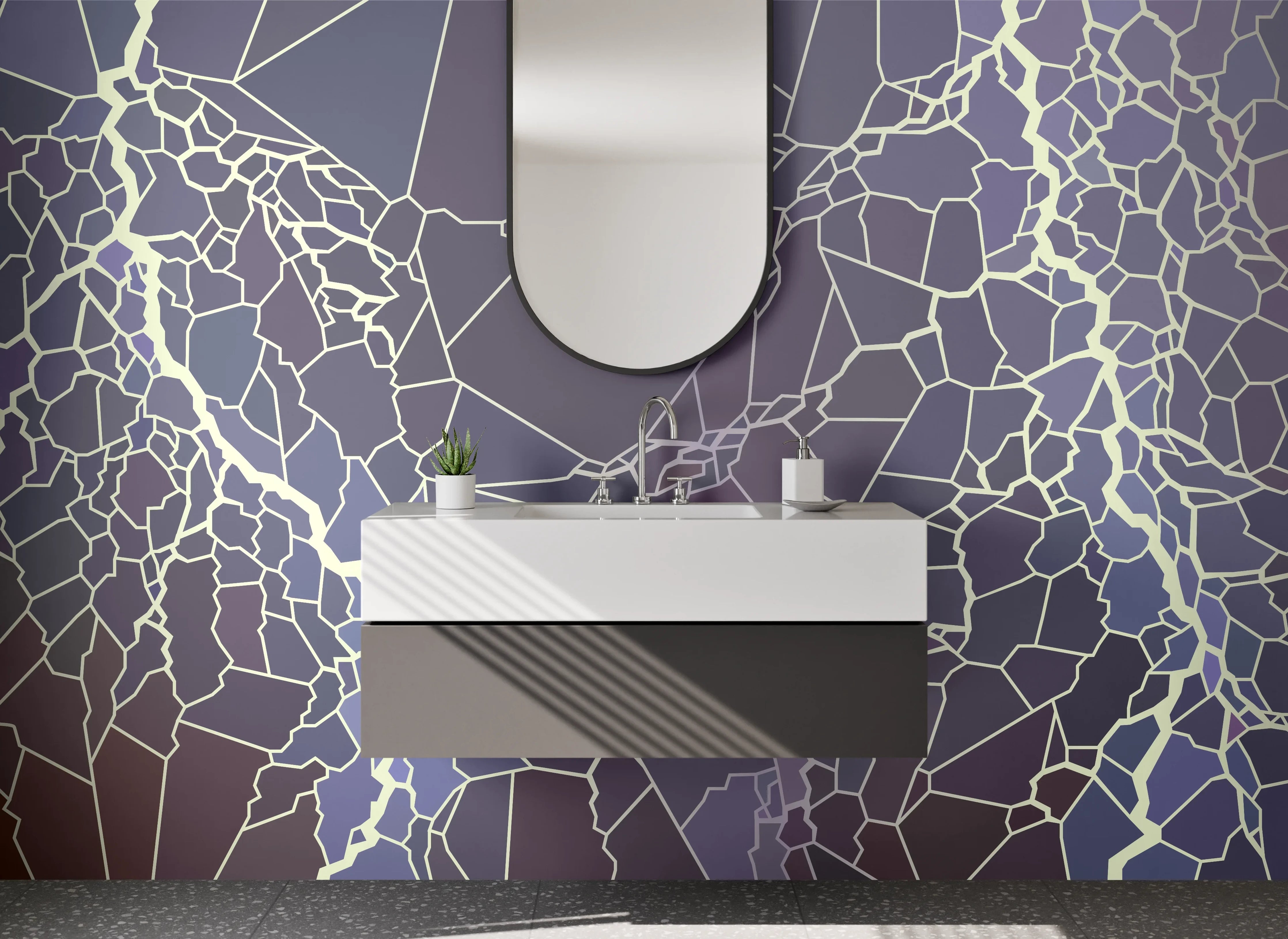 Waschbecken-Rückwand - Abstraktes Blitze-Mosaik Design