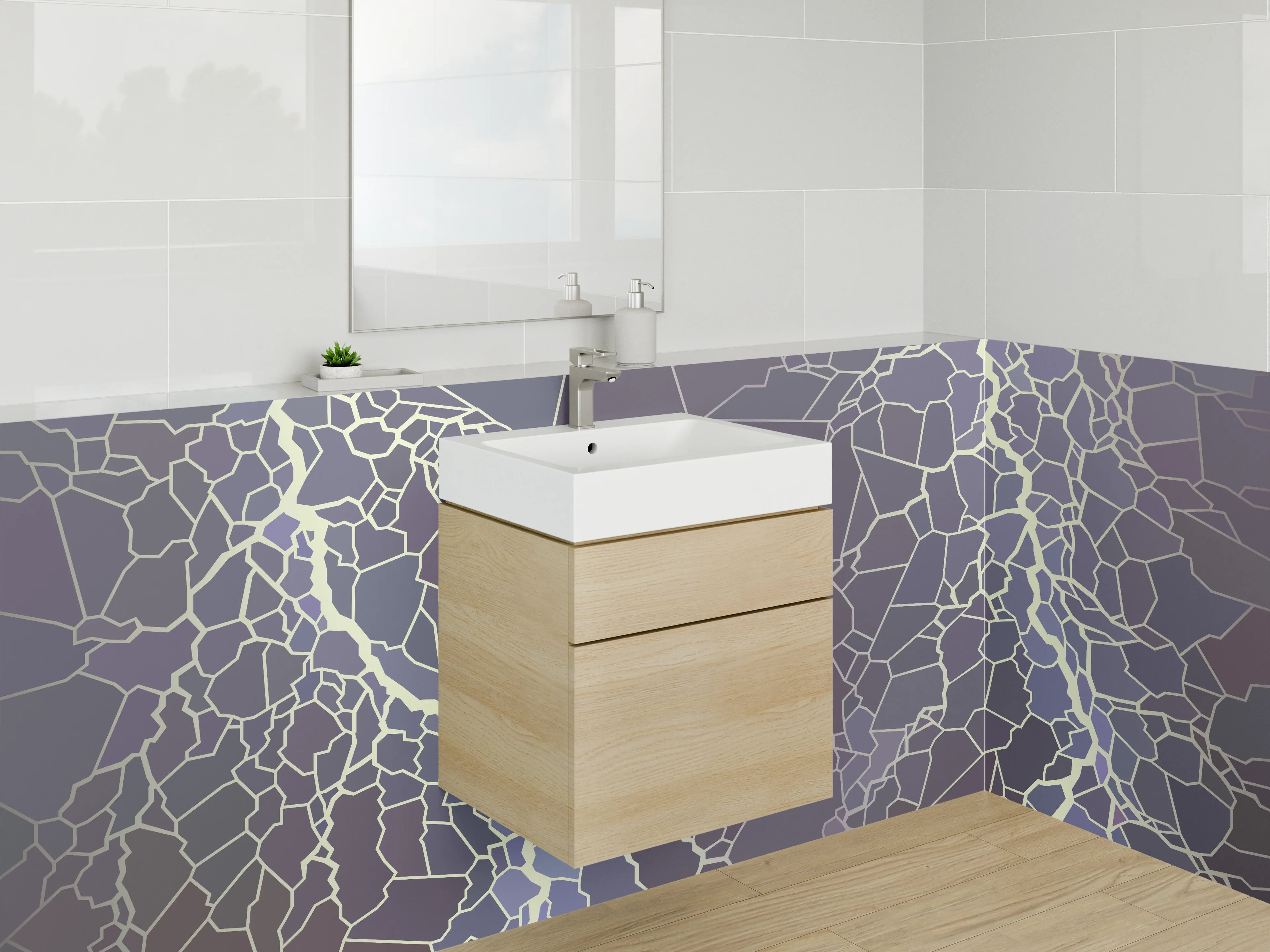 Waschbecken-Rückwand - Abstraktes Blitze-Mosaik Design