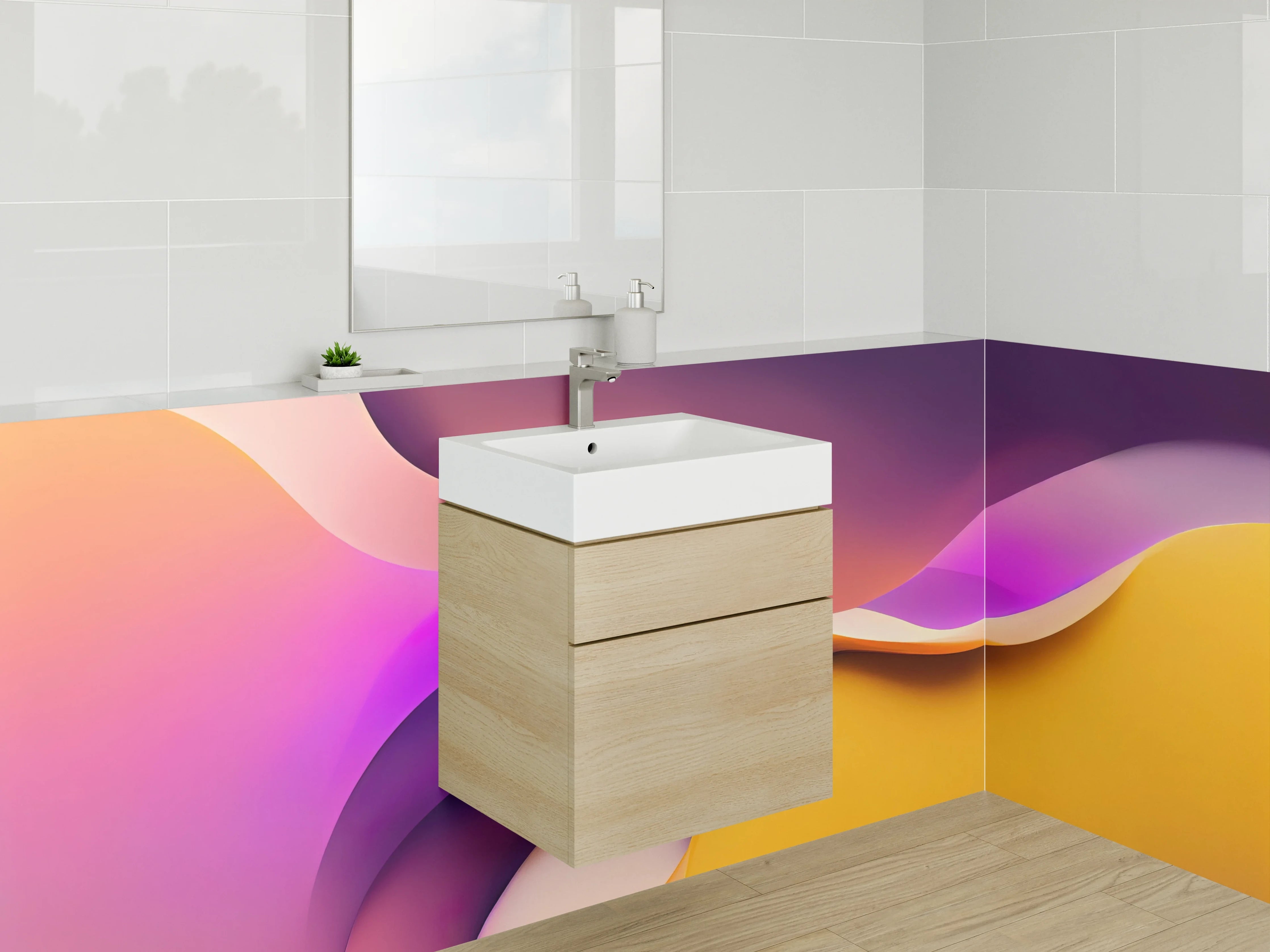Waschbecken-Rückwand - Abstraktes Farbspiel Modern Kunst