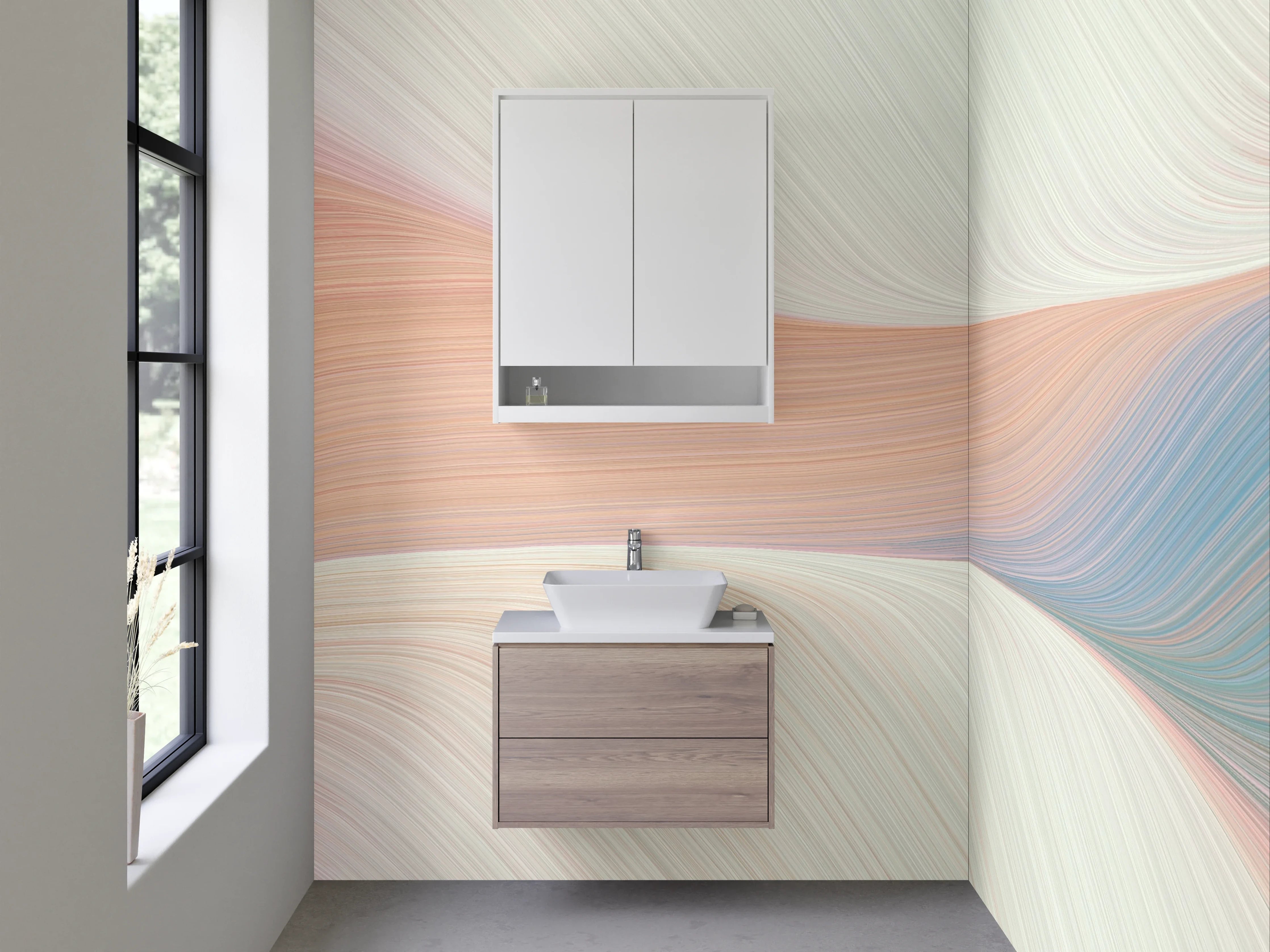 Waschbecken-Rückwand - Abstraktes Pastell-Wandbild für Bad