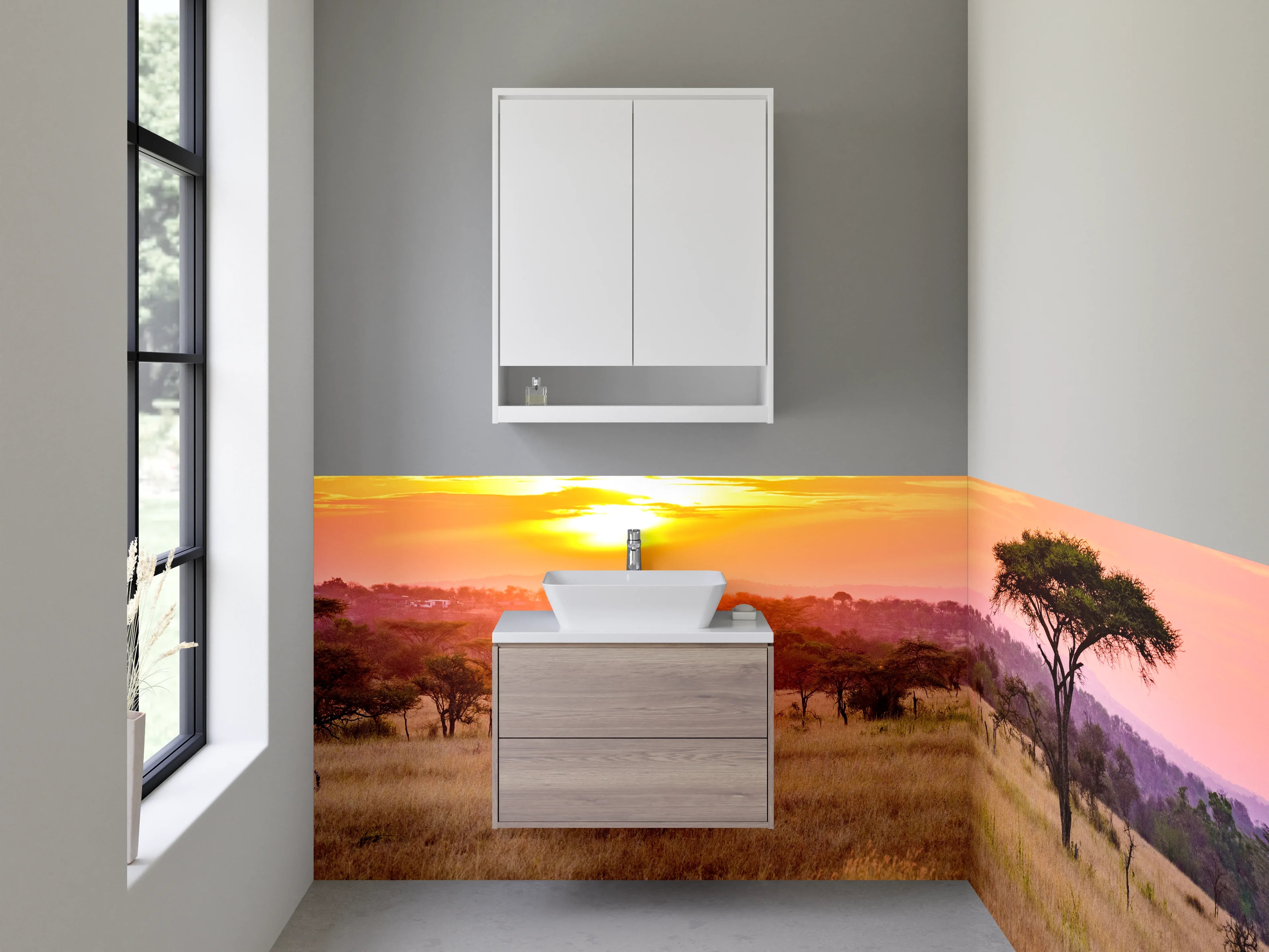 Waschbecken-Rückwand - Afrikanische Savanne Sonnenuntergang Landschaft