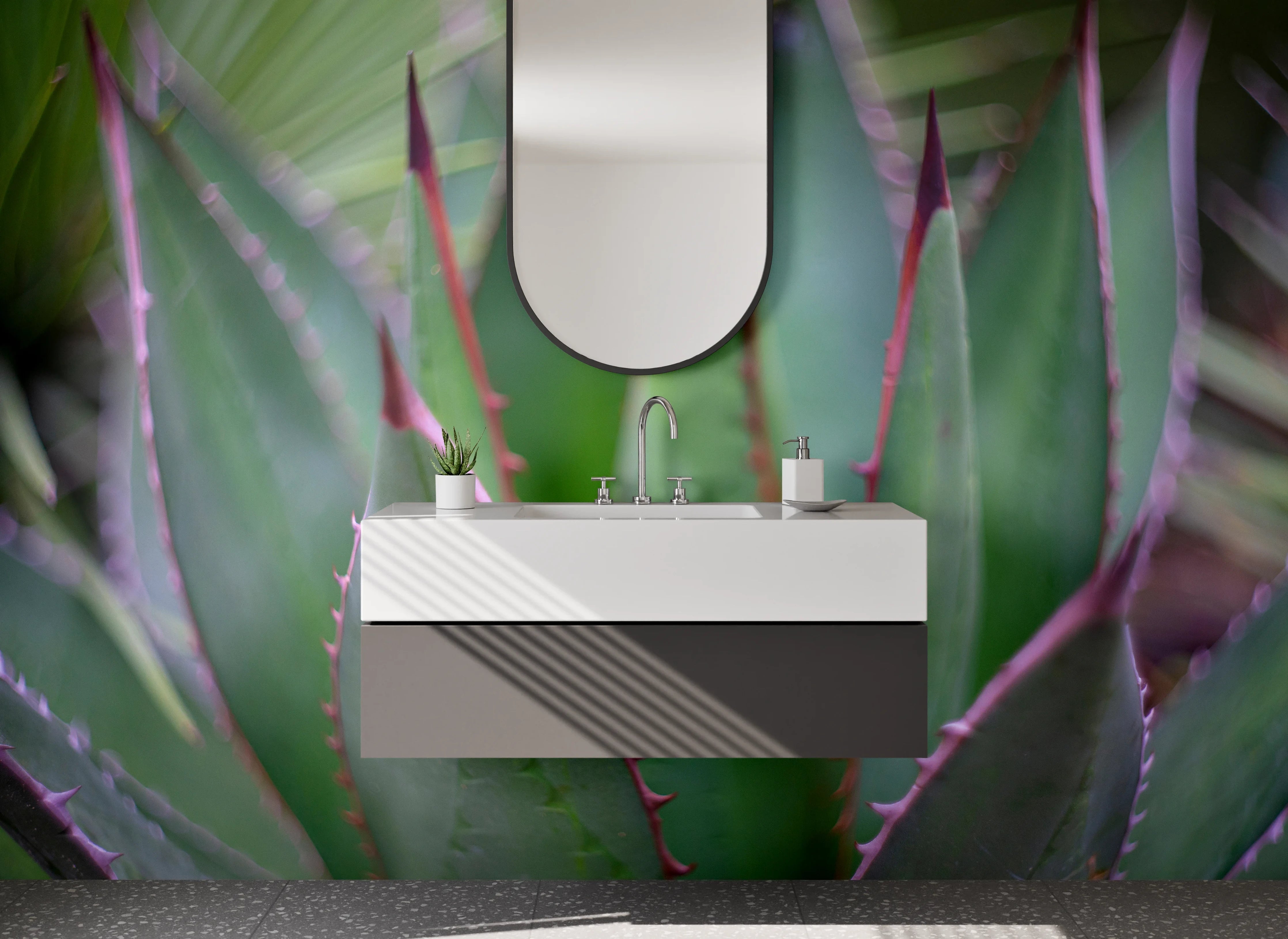 Waschbecken-Rückwand - Agave Sukkulente Grün Kunstfoto