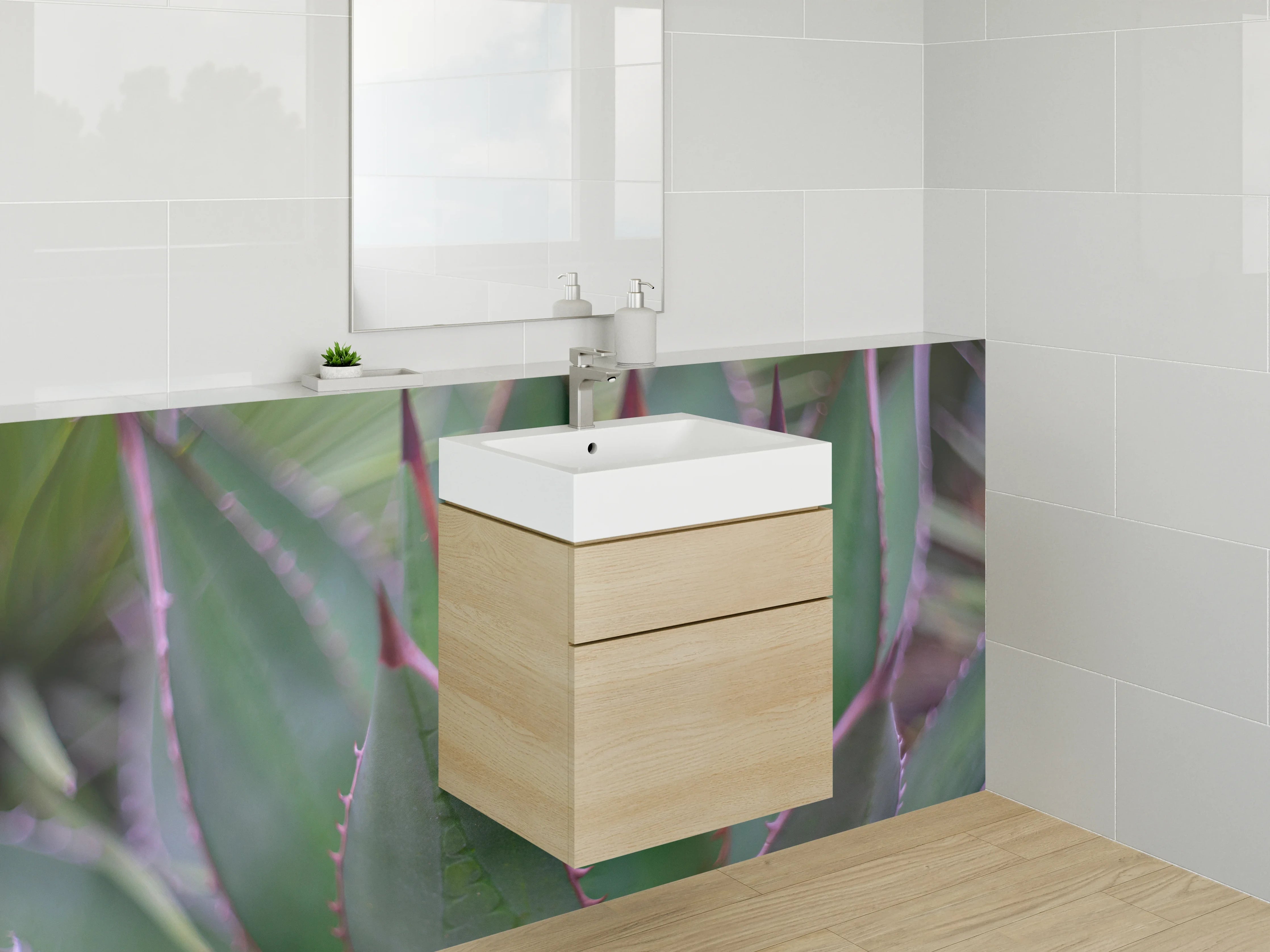 Waschbecken-Rückwand - Agave Sukkulente Grün Kunstfoto