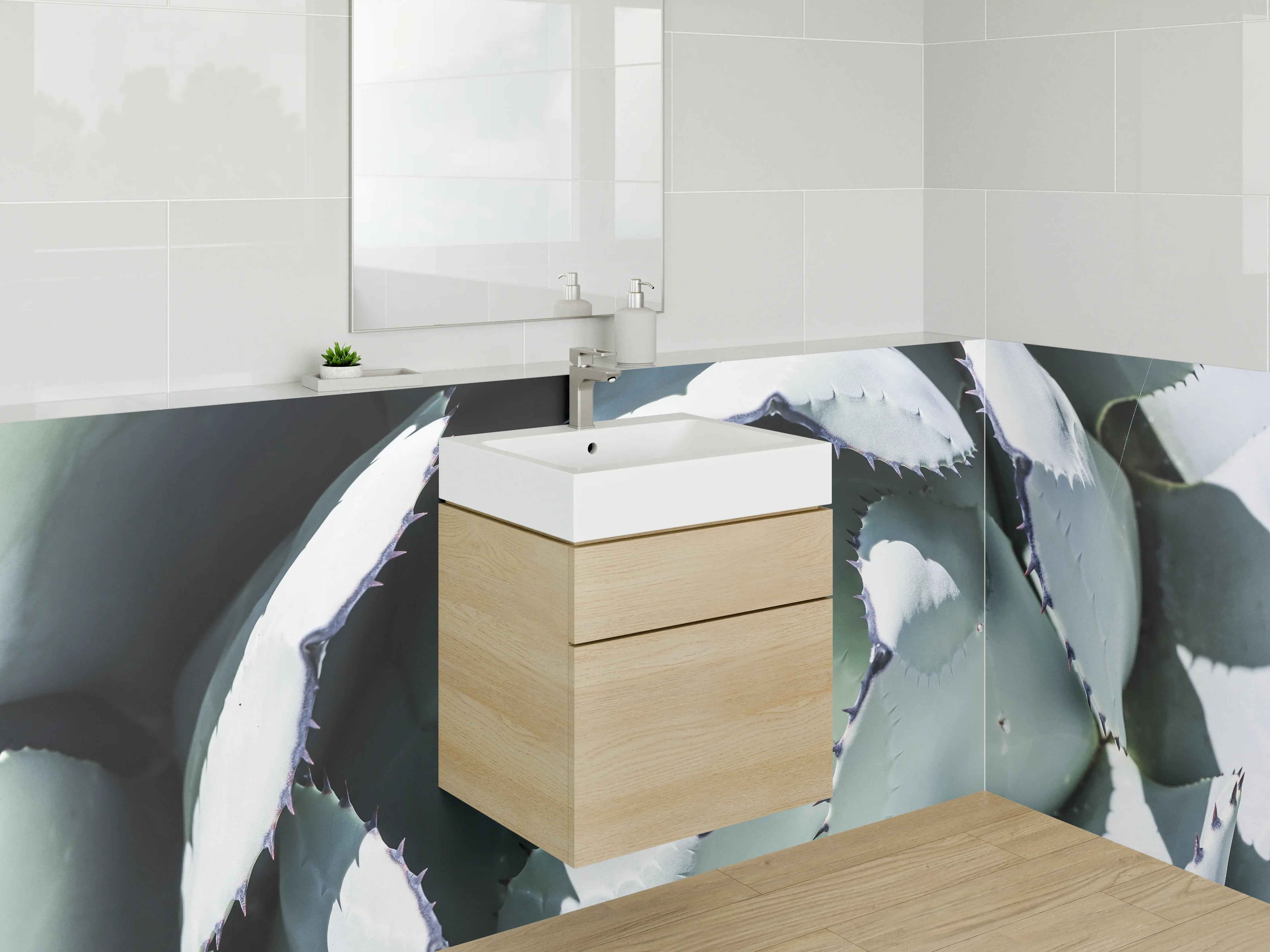 Waschbecken-Rückwand - Agavenmuster Pflanze Naturtrends