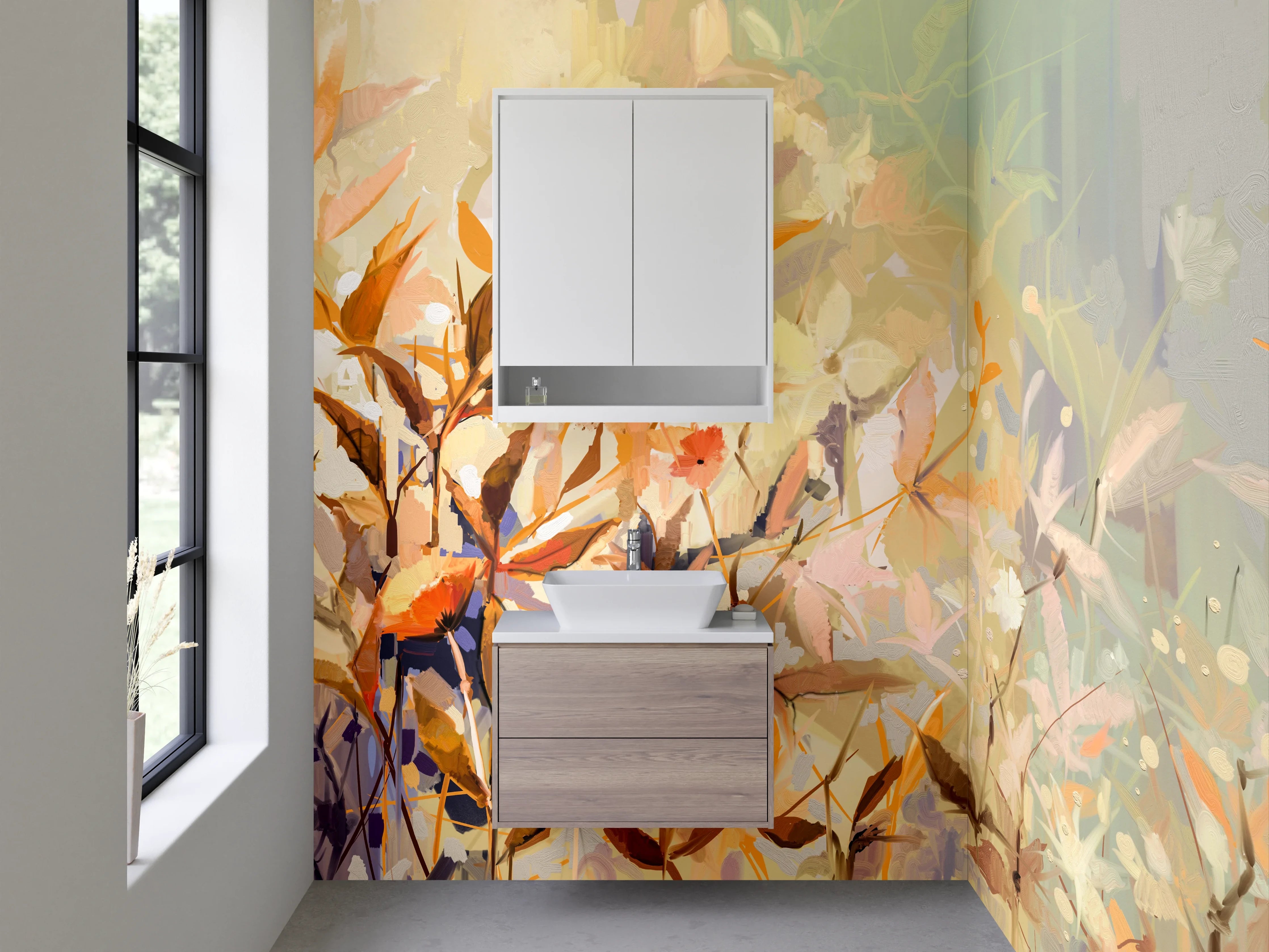 Waschbecken-Rückwand - Aquarell Blumen Pflanzen Illustration
