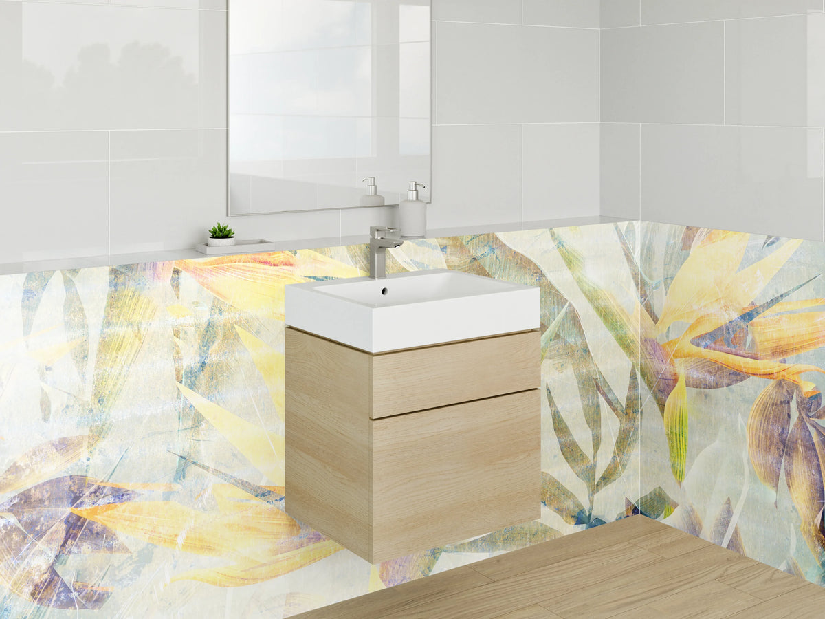 Waschbecken-Rückwand - Aquarell Blumen & Pflanzen Abstrakt