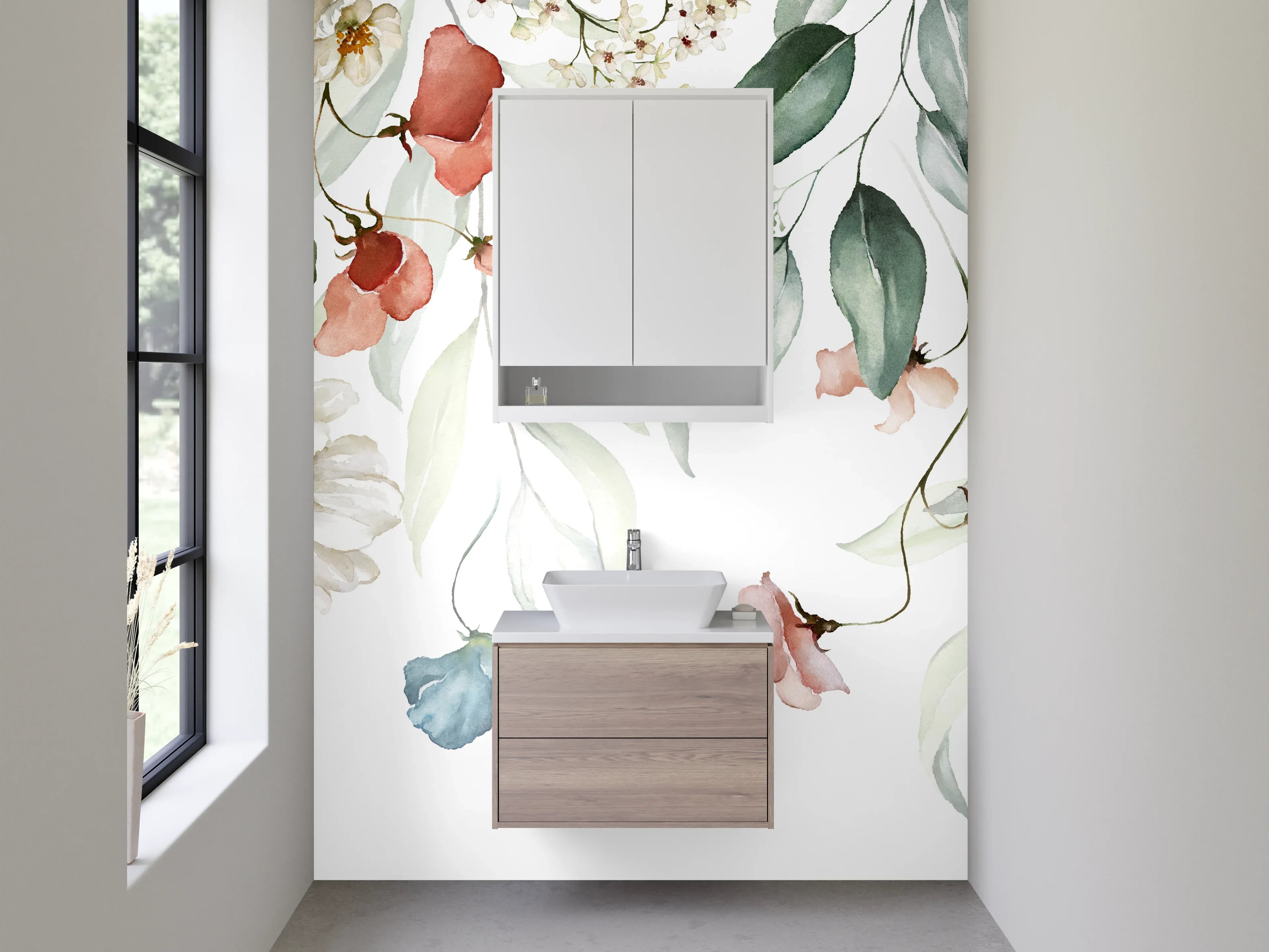 Waschbecken-Rückwand - Aquarell Blumen & Pflanzen Design
