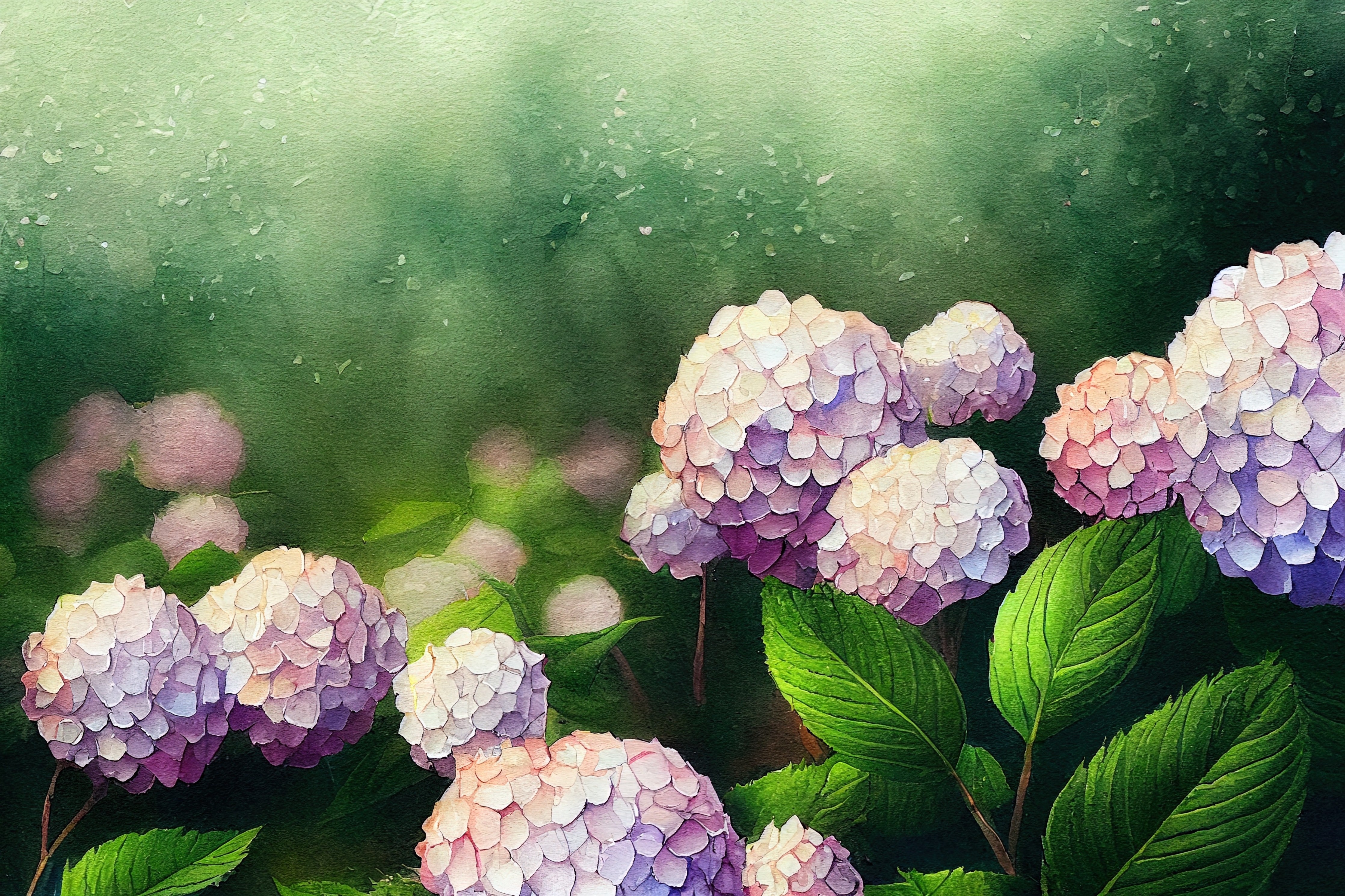 Waschbecken-Rückwand-Aquarell Hortensien Blumen Stilvoll