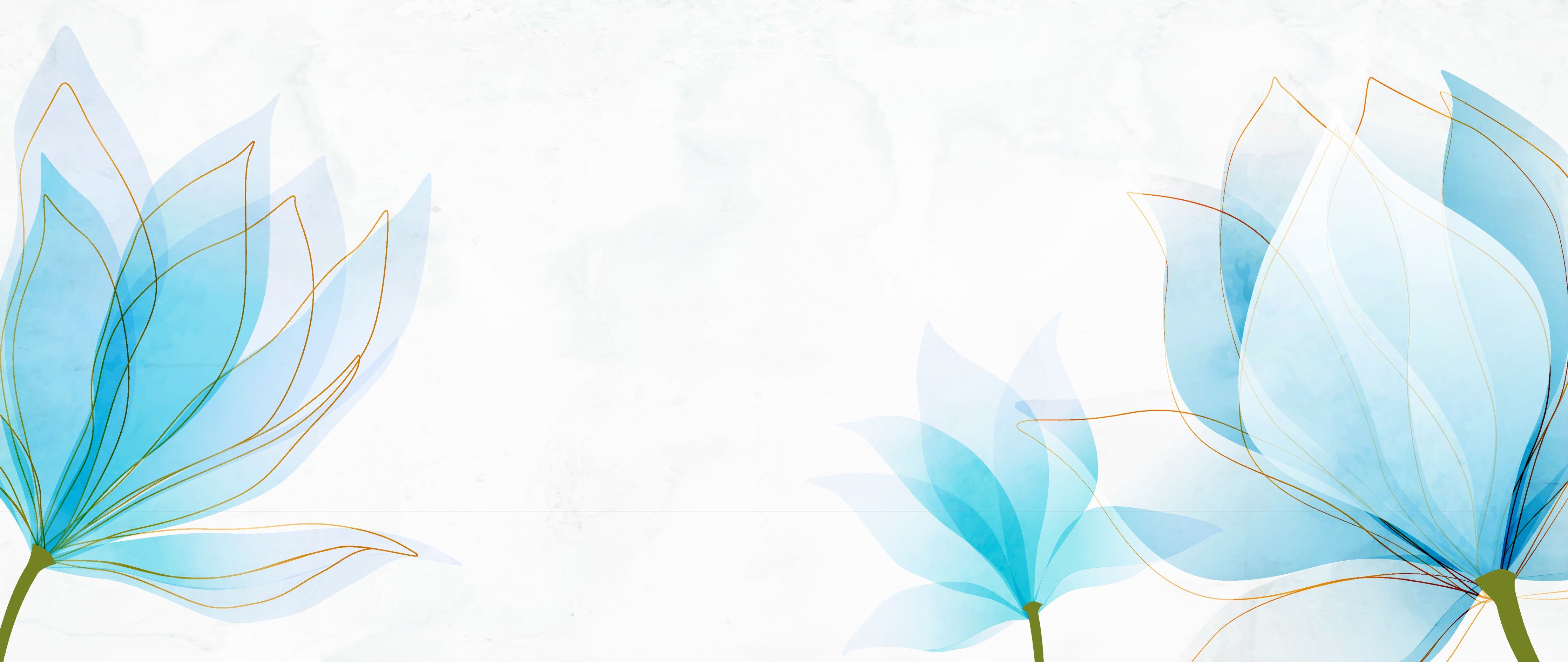 Waschbecken-Rückwand-Aquarell Lotusblumen in Blau Weiß