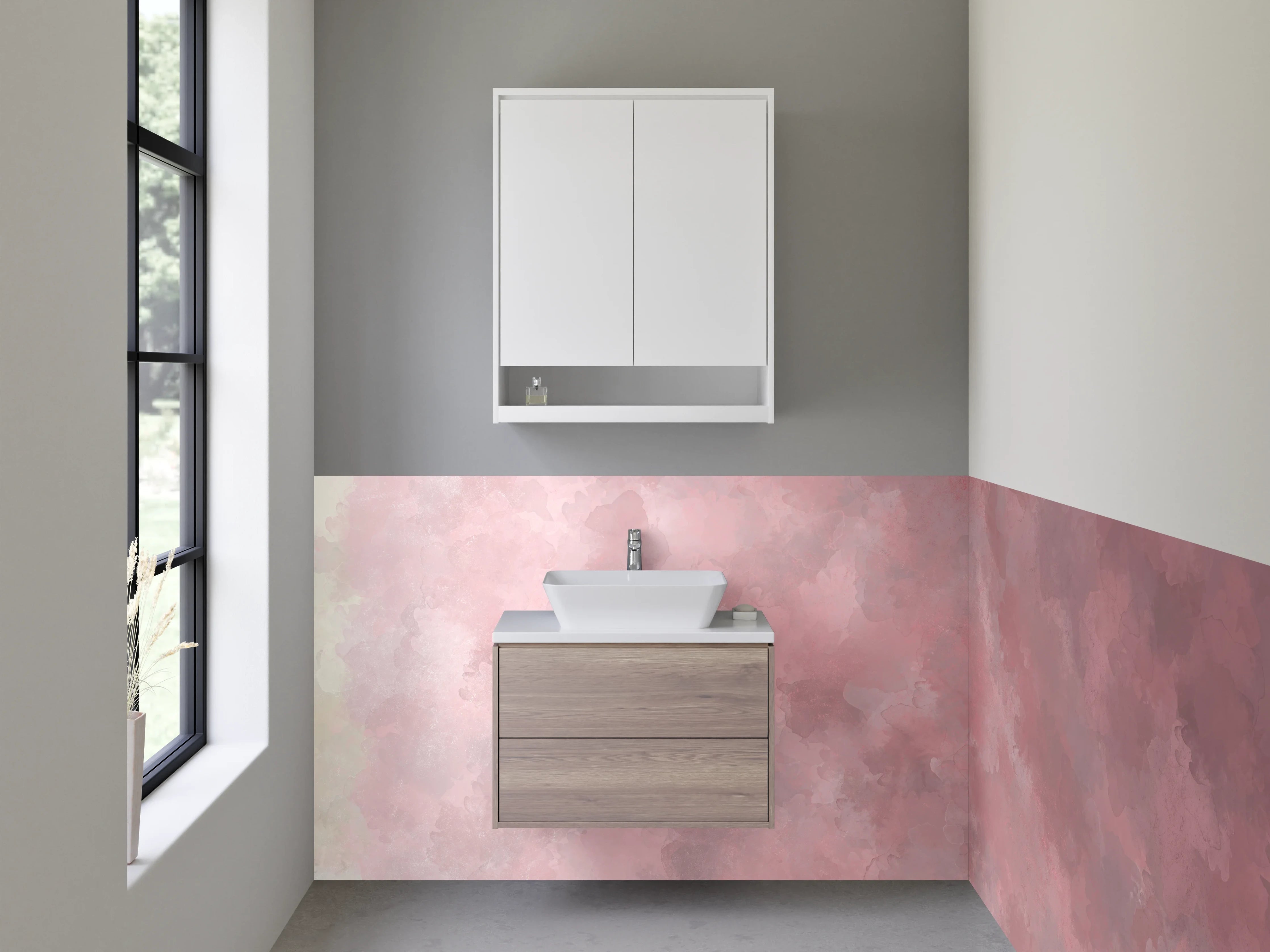 Waschbecken-Rückwand - Aquarell Rosa Struktur