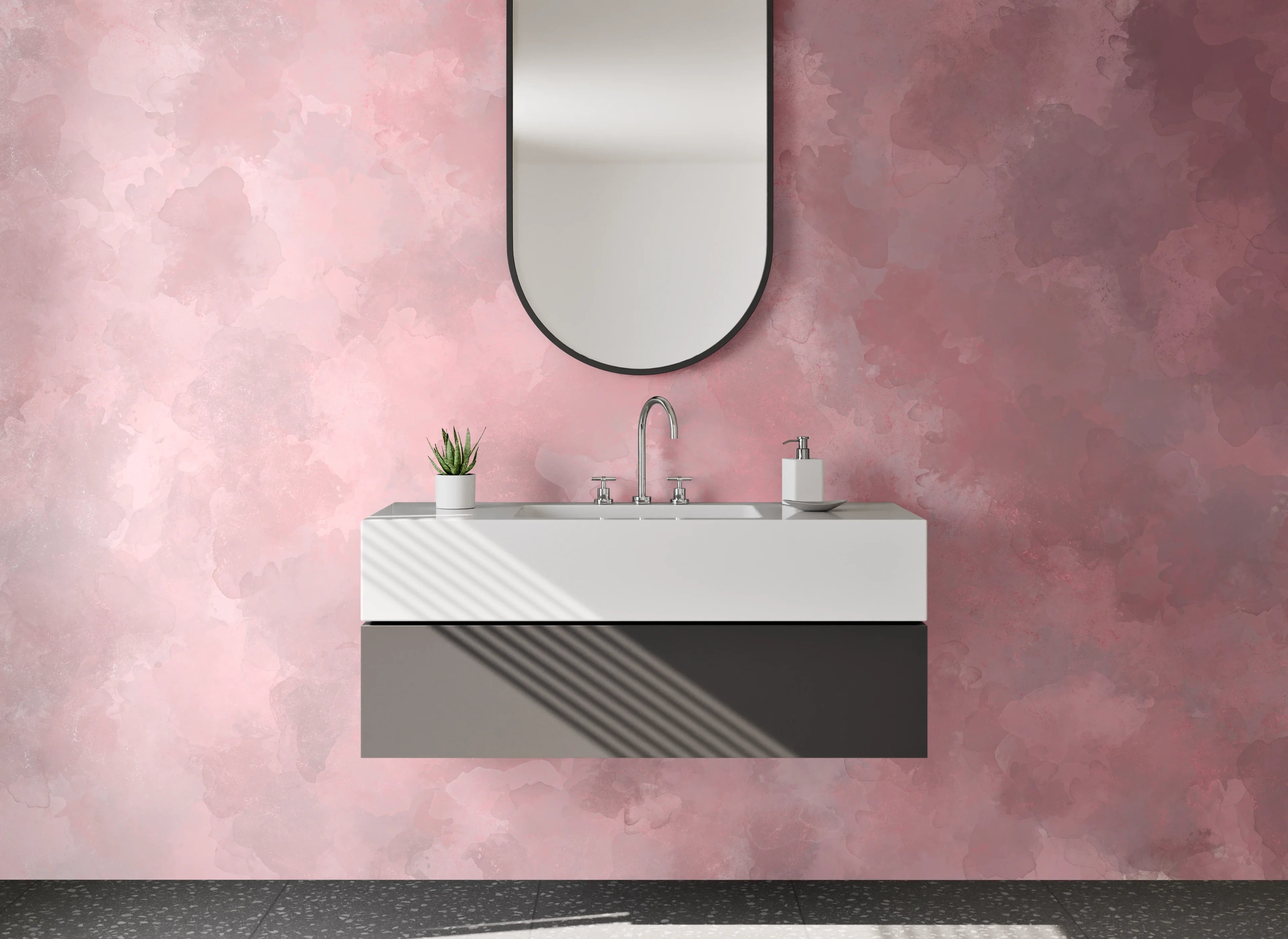 Waschbecken-Rückwand - Aquarell Rosa Struktur
