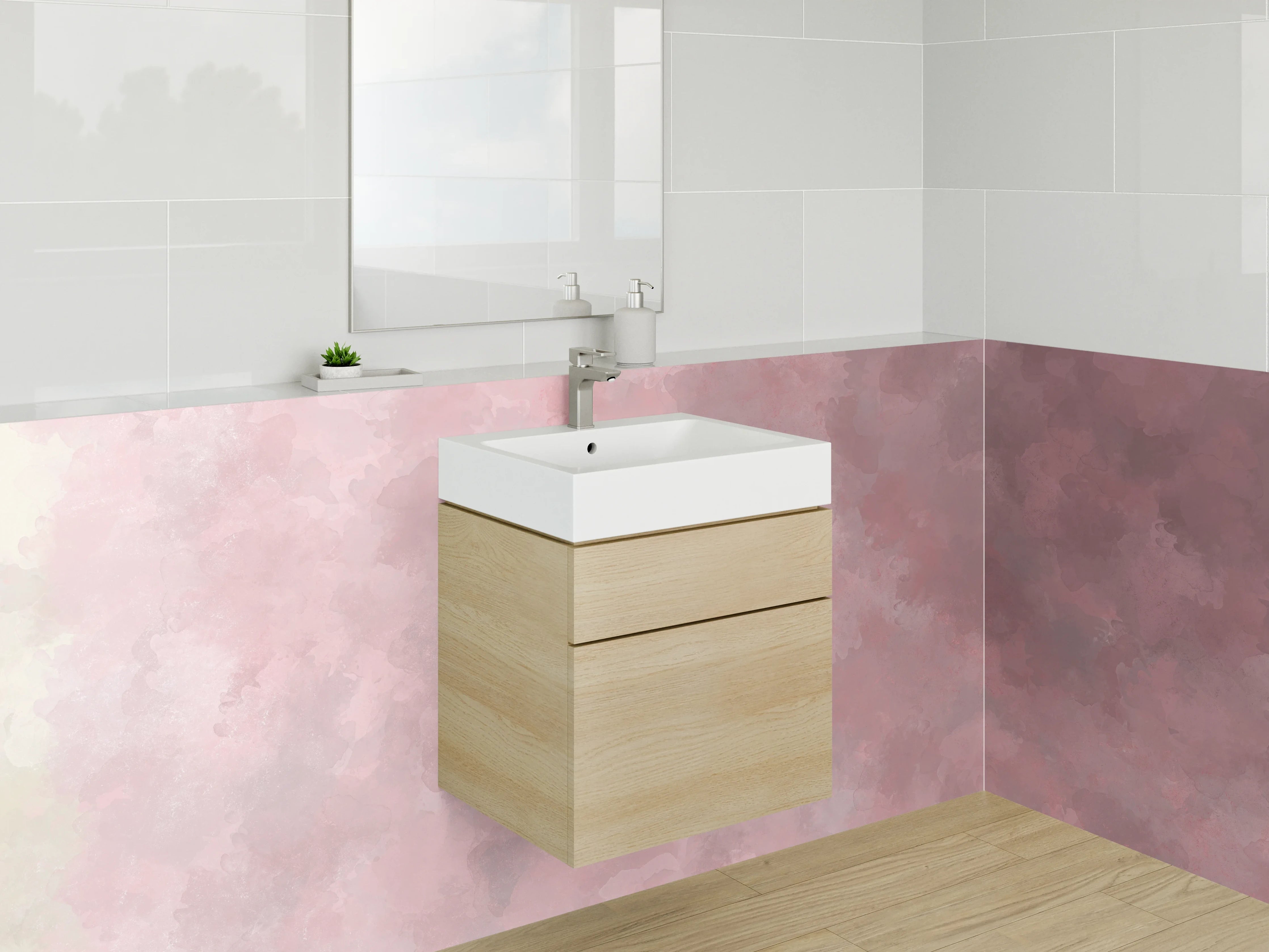Waschbecken-Rückwand - Aquarell Rosa Struktur
