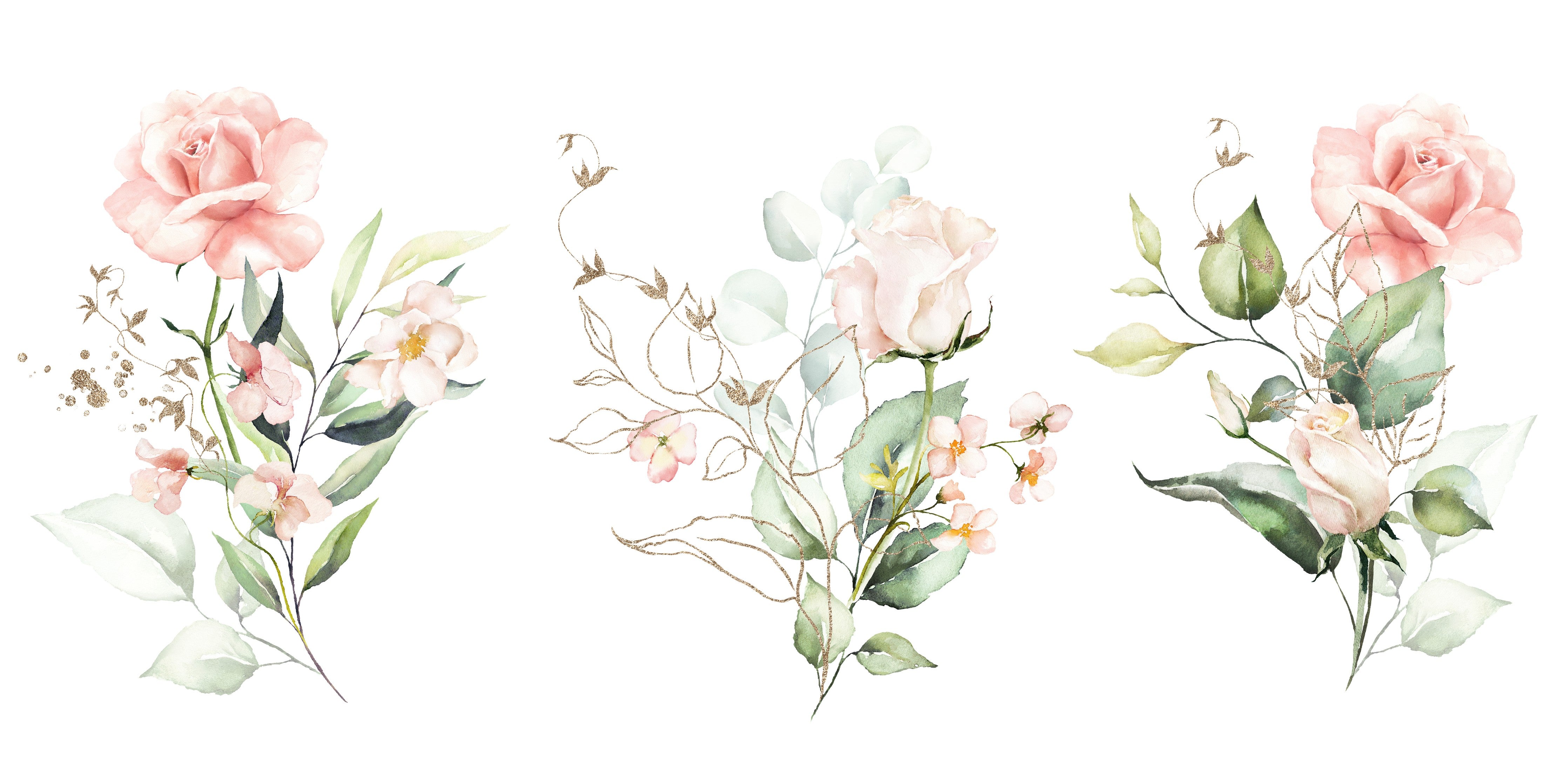 Waschbecken-Rückwand-Aquarell Rosen und Blumen Illustration