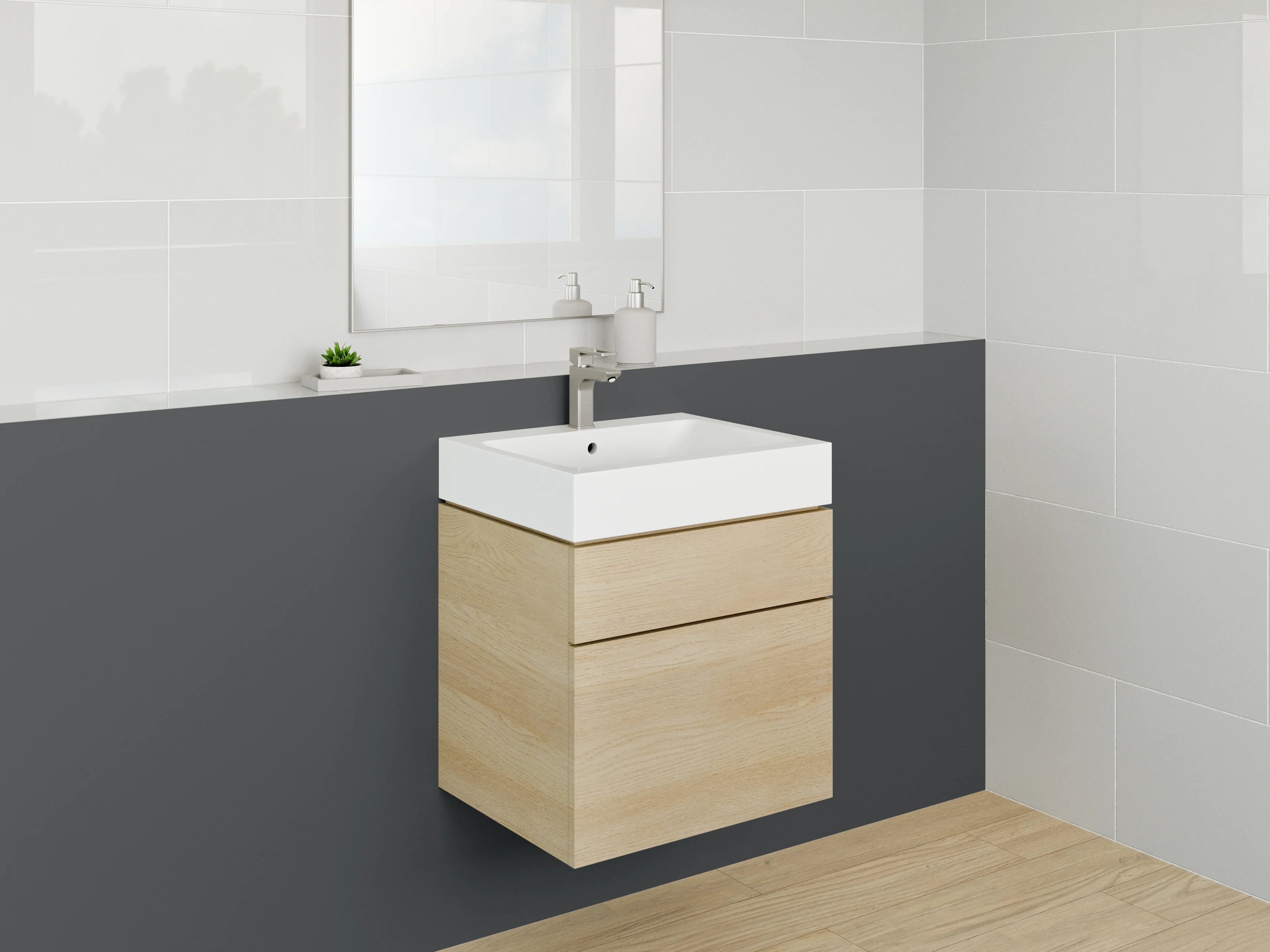 Waschbecken-Rückwand - Aschgrau im weißen Licht