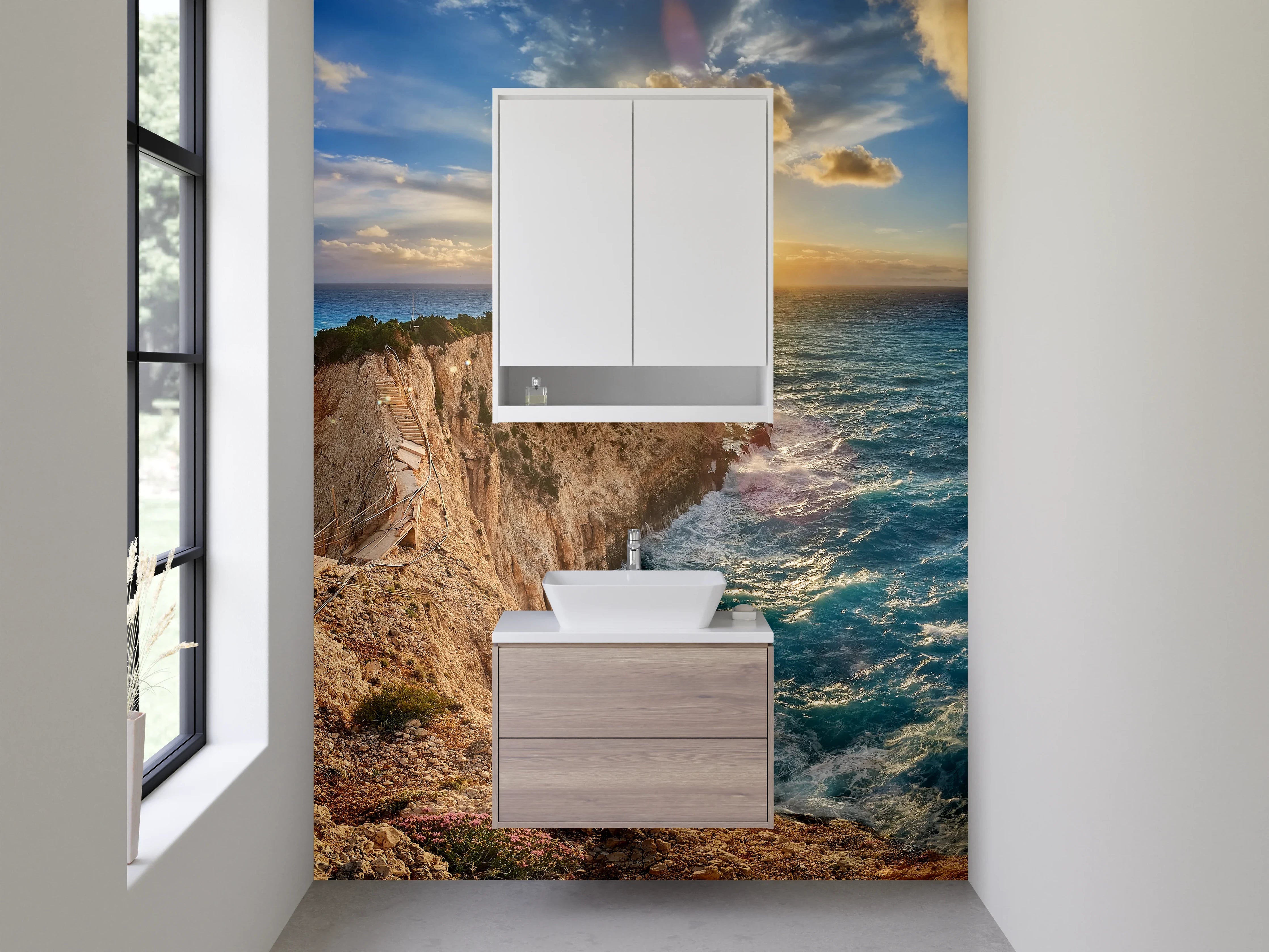 Waschbecken-Rückwand - Atemberaubende Steilküste bei Sonnenuntergang