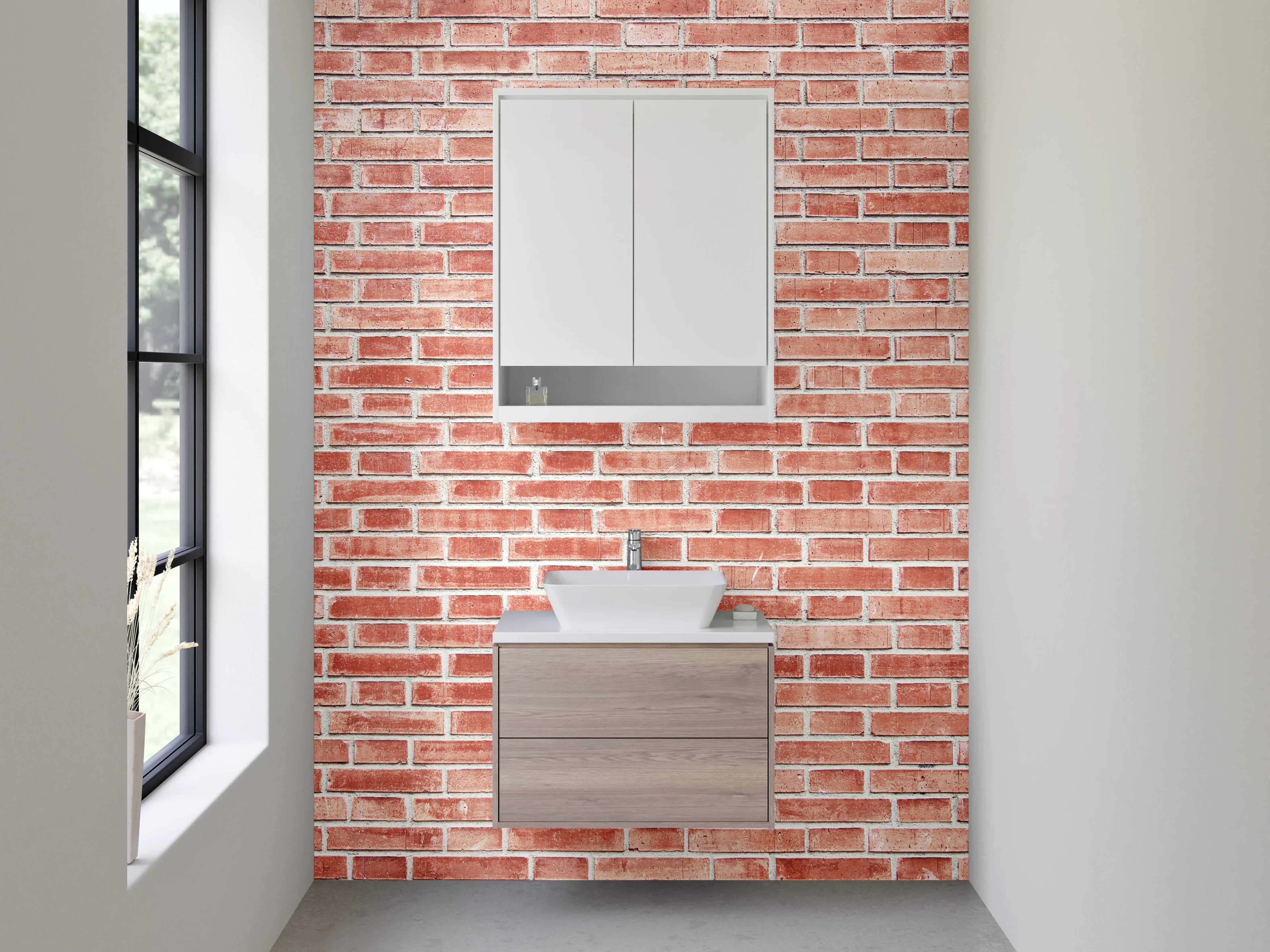 Waschbecken-Rückwand - Backstein Rot Wandoptik Fliesen