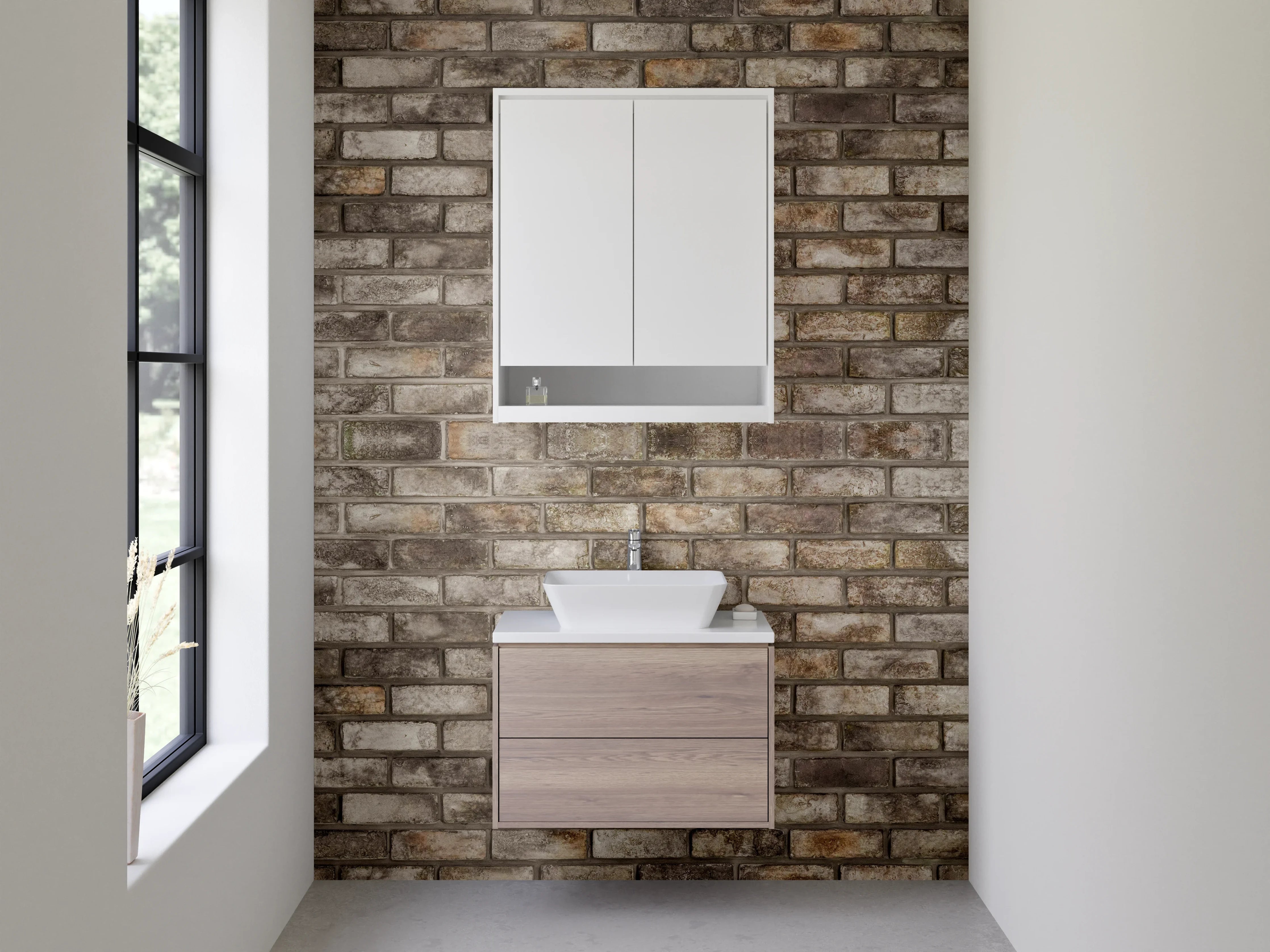 Waschbecken-Rückwand - Backsteinoptik Braun Grau Wanddekor