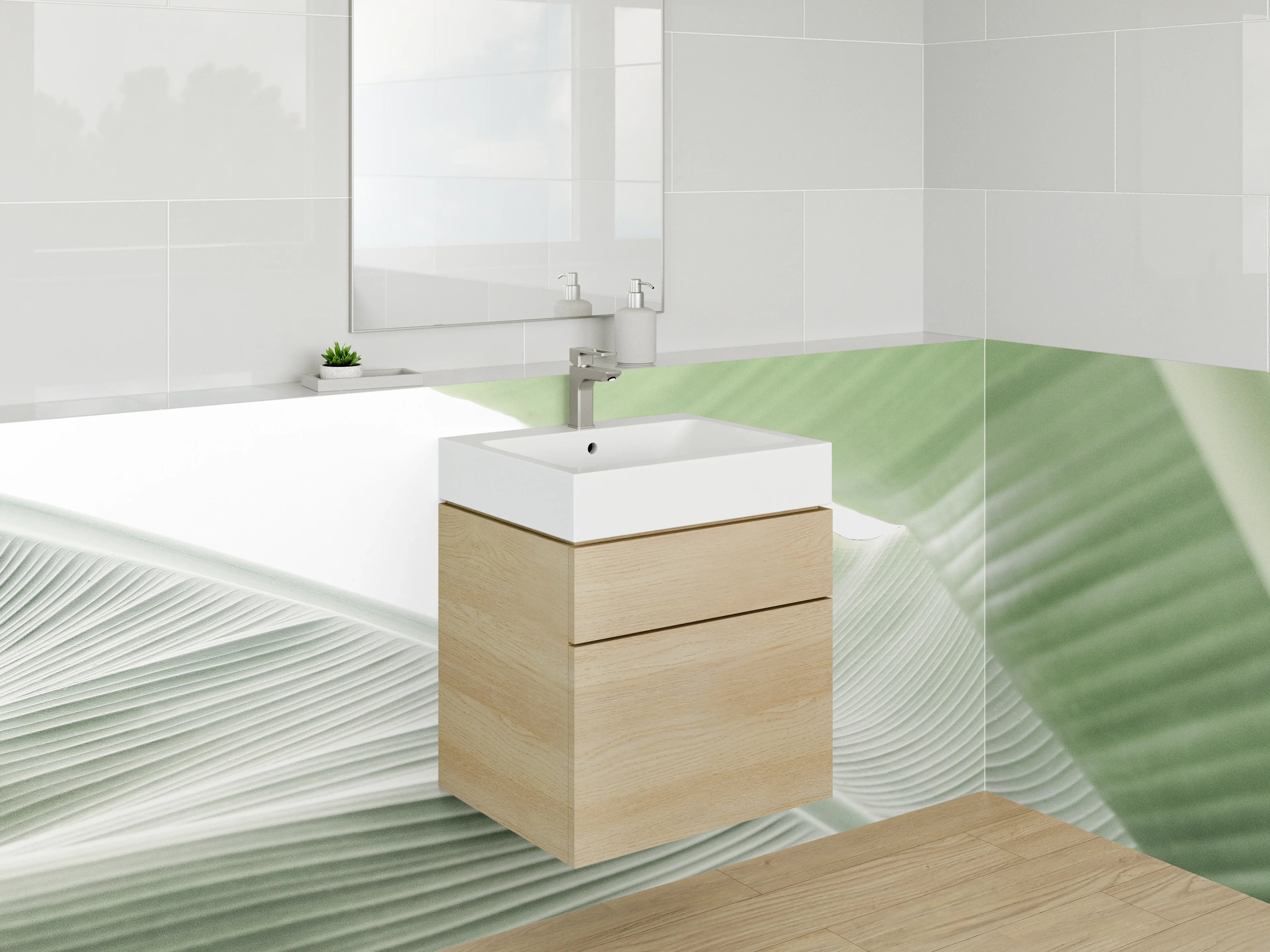 Waschbecken-Rückwand - Banane Blatt Grün Natur Dschungel