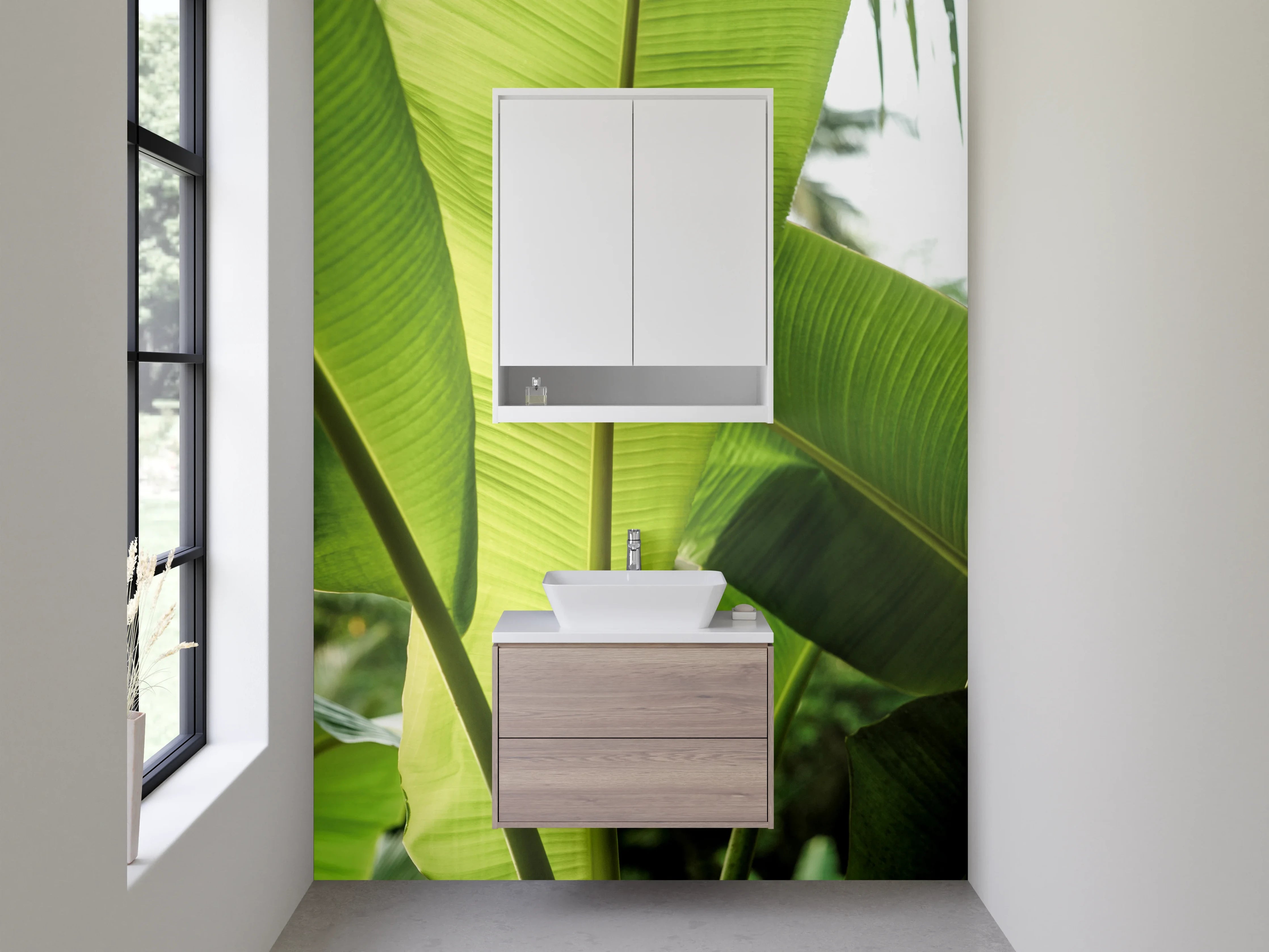 Waschbecken-Rückwand - Banane Blatt Tropisch Grün Frisch