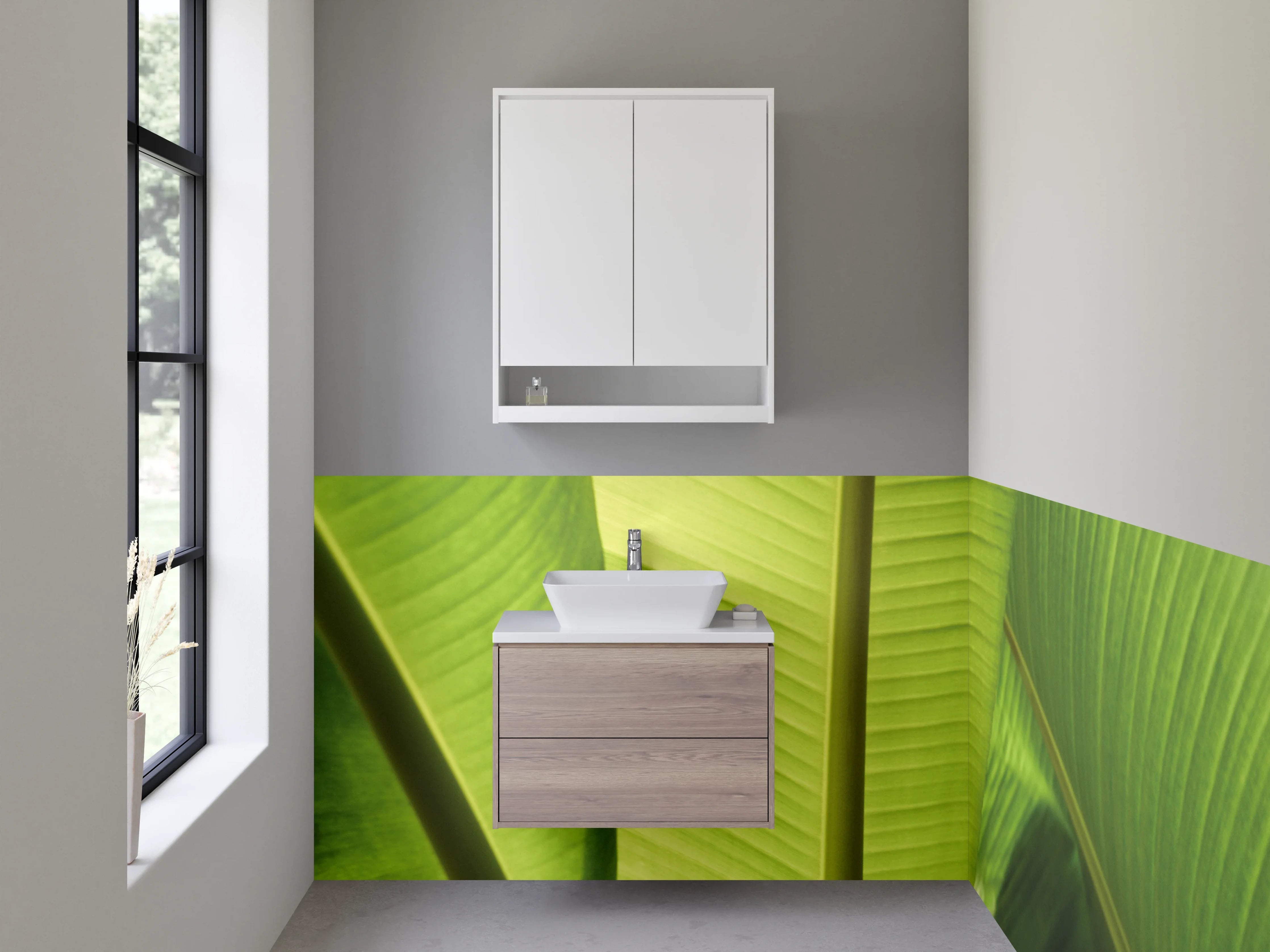 Waschbecken-Rückwand - Banane Blatt Tropisch Grün Frisch