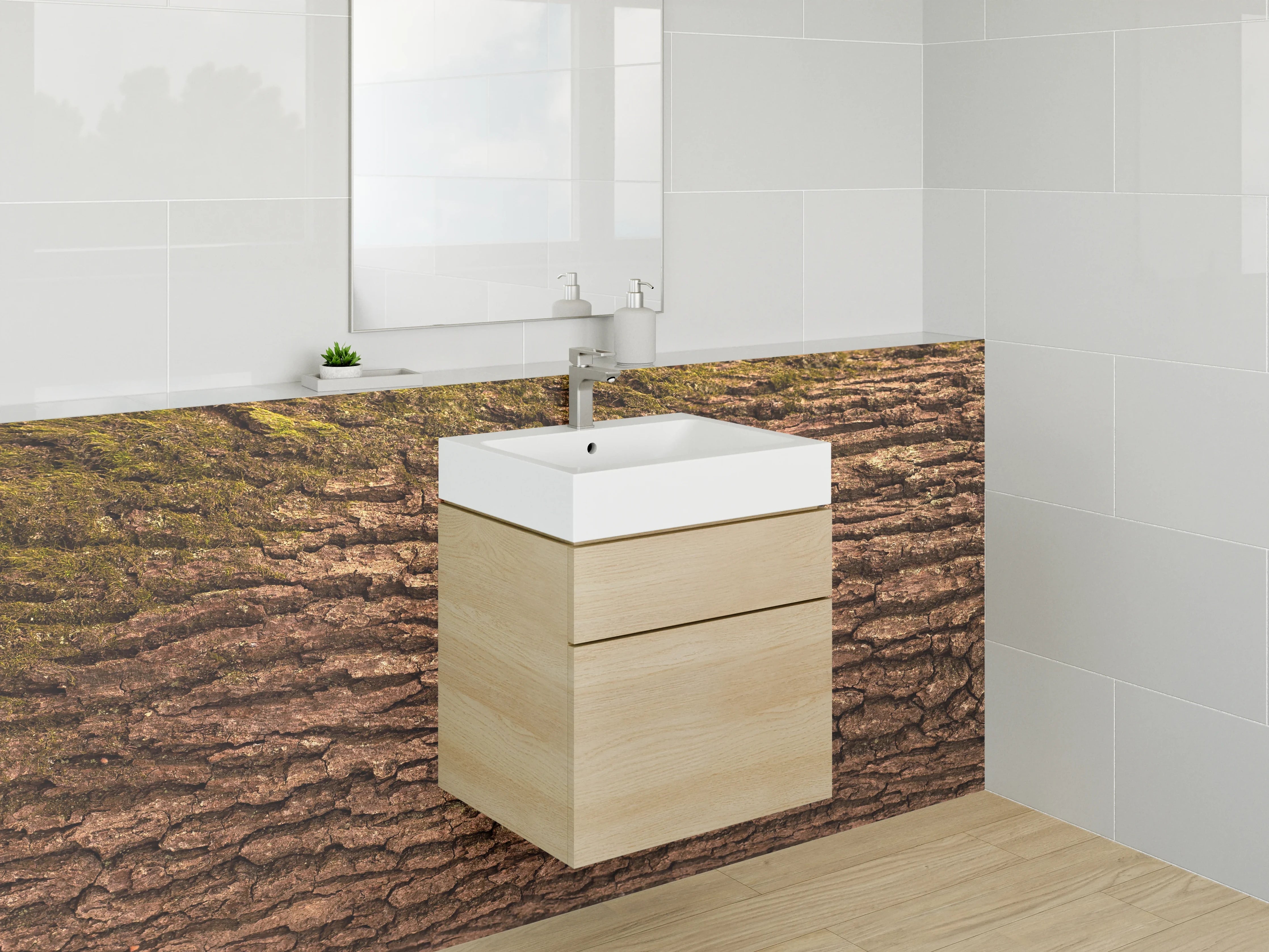 Waschbecken-Rückwand - Baumrinde Natur Braun Struktur