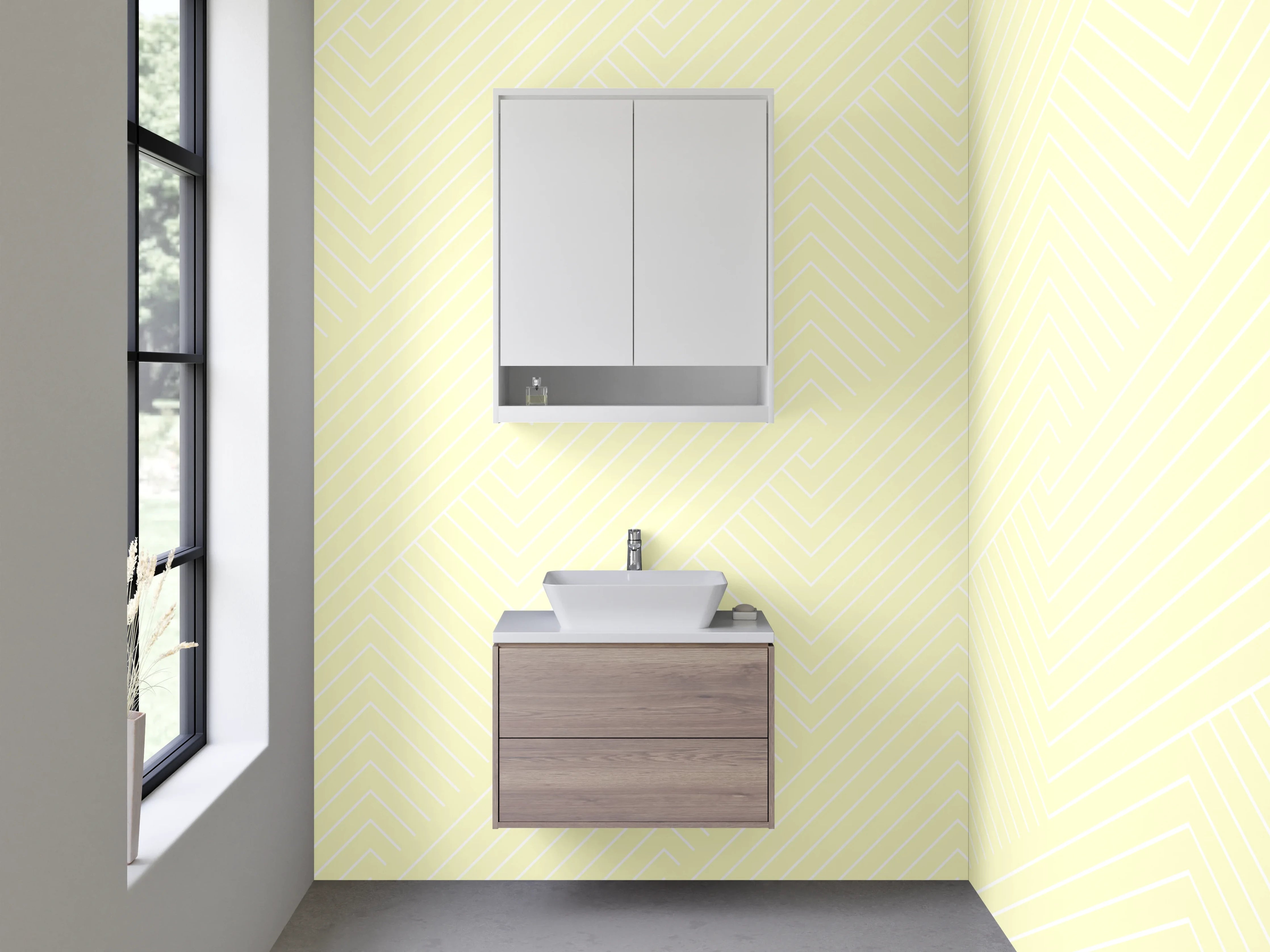Waschbecken-Rückwand - Beige Chevron Muster modern minimalistisch