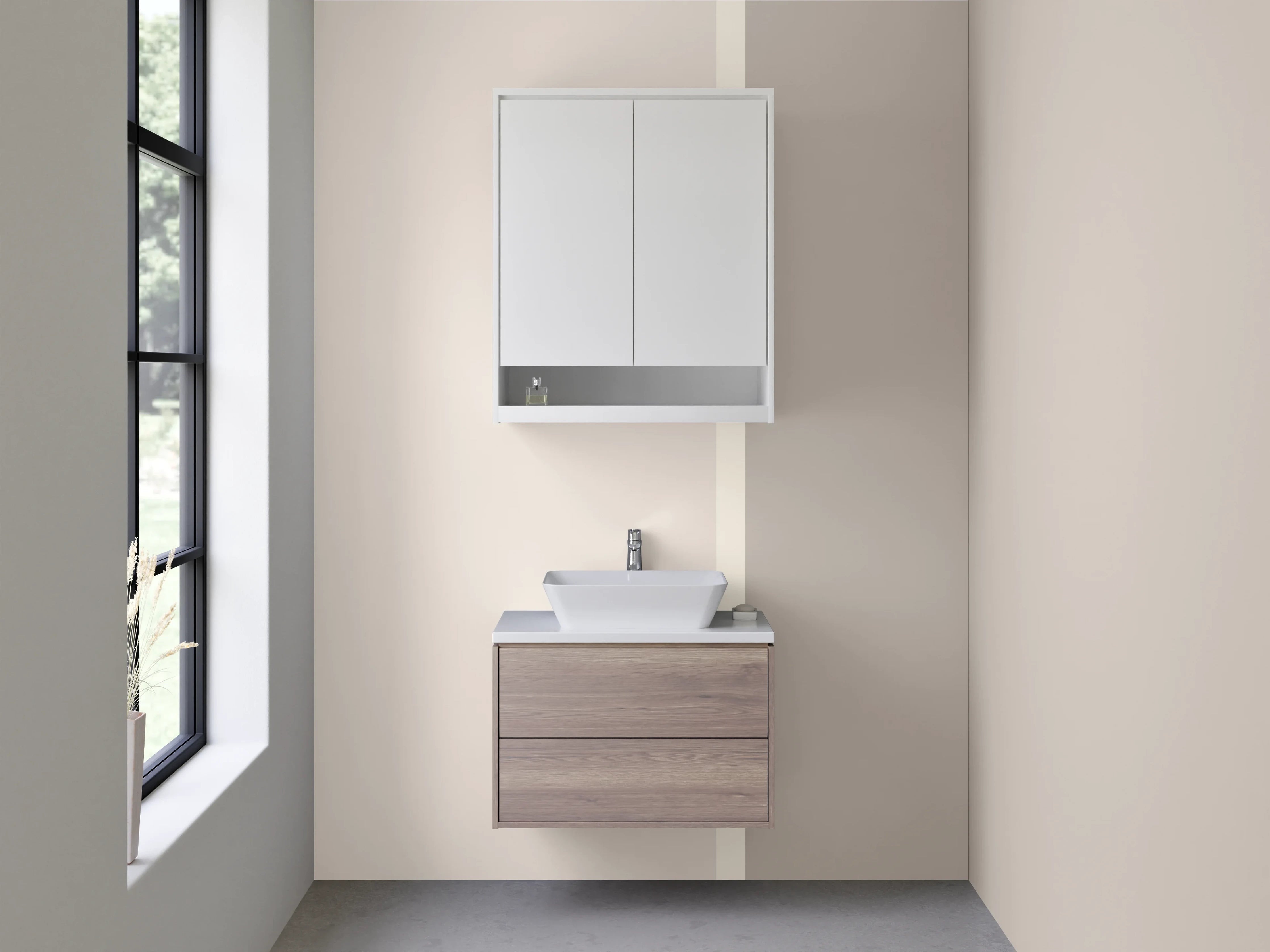 Waschbecken-Rückwand - Beige Graue Farbpalette