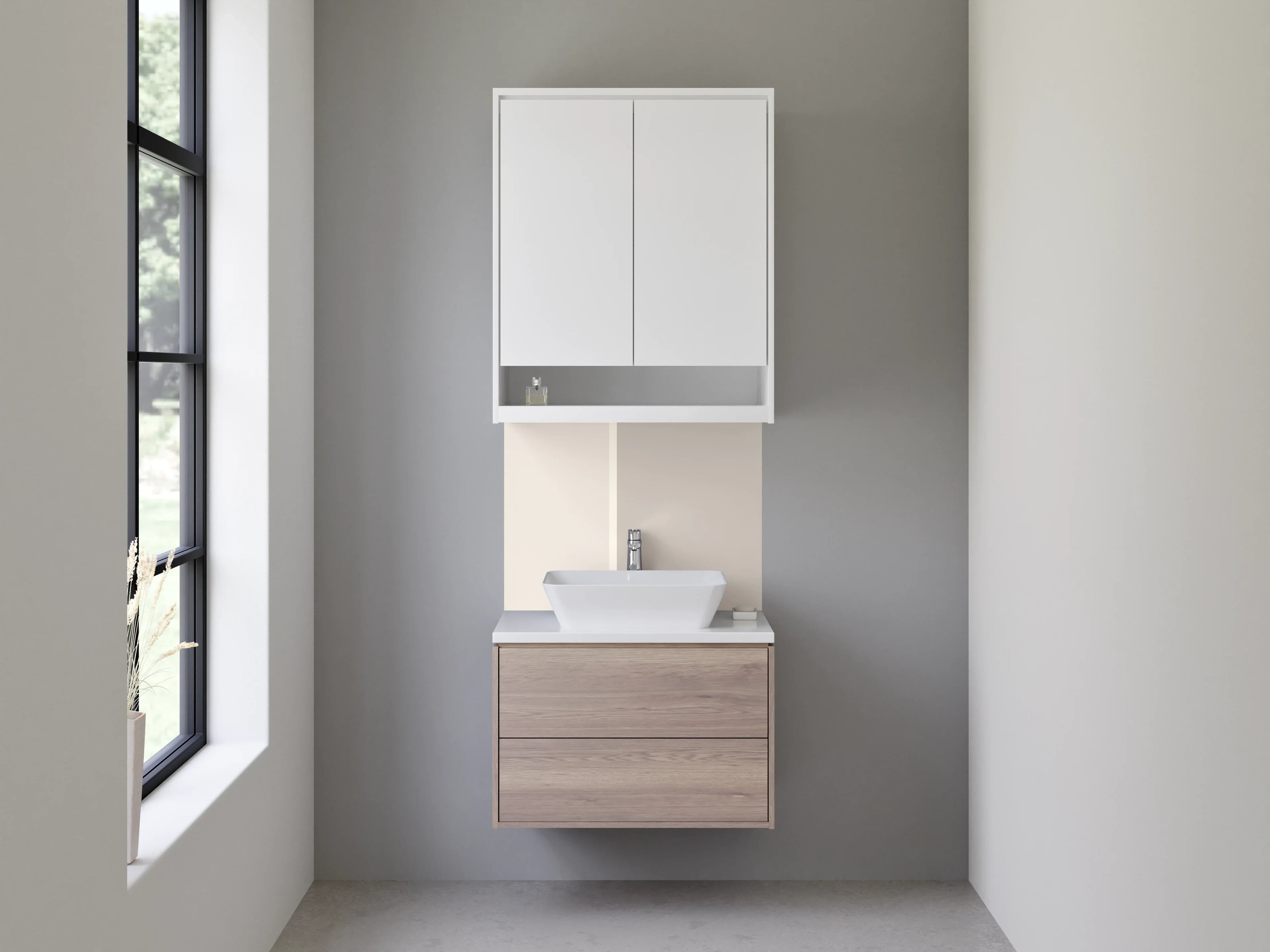 Waschbecken-Rückwand - Beige Graue Farbpalette