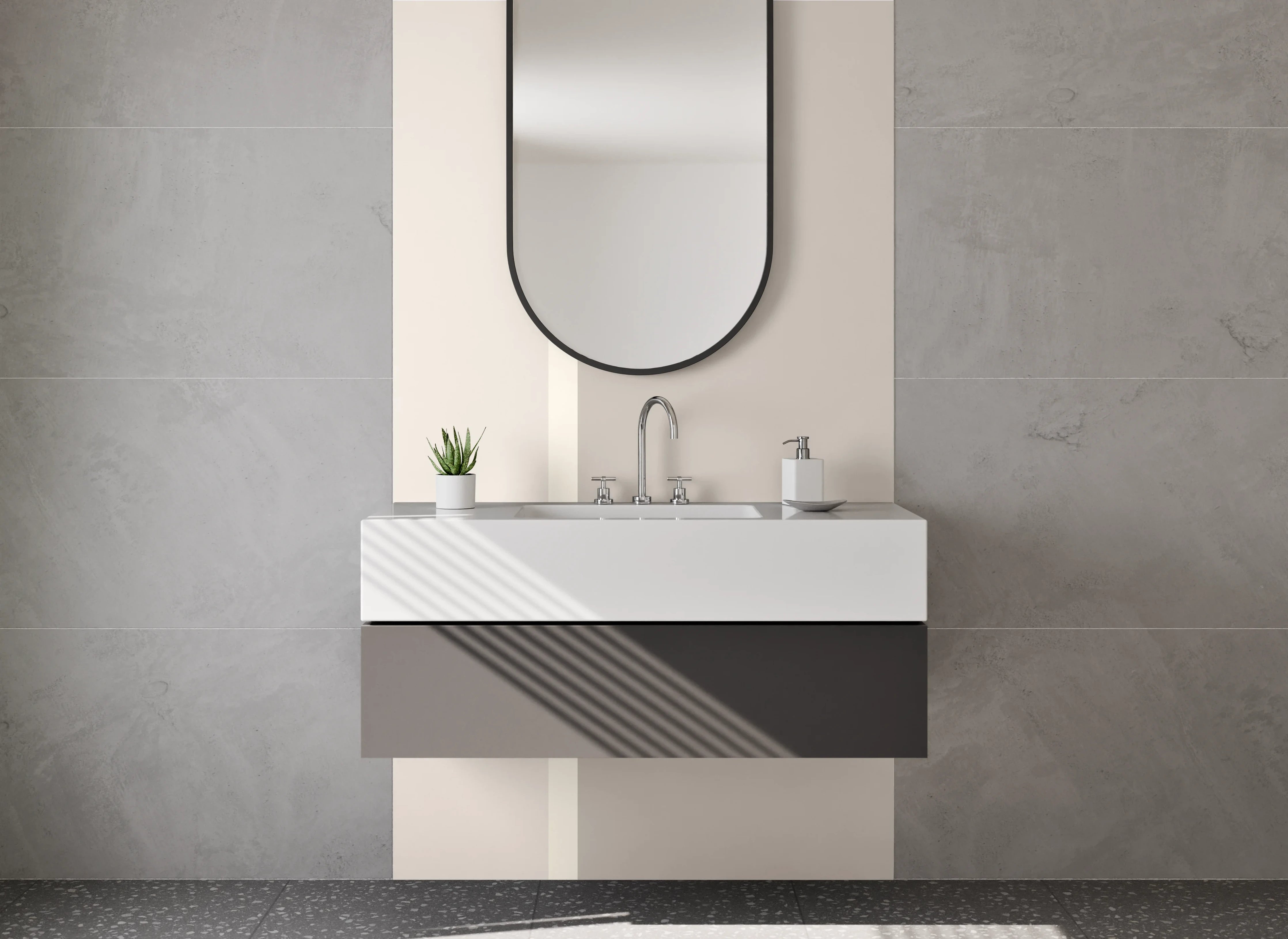 Waschbecken-Rückwand - Beige Graue Farbpalette