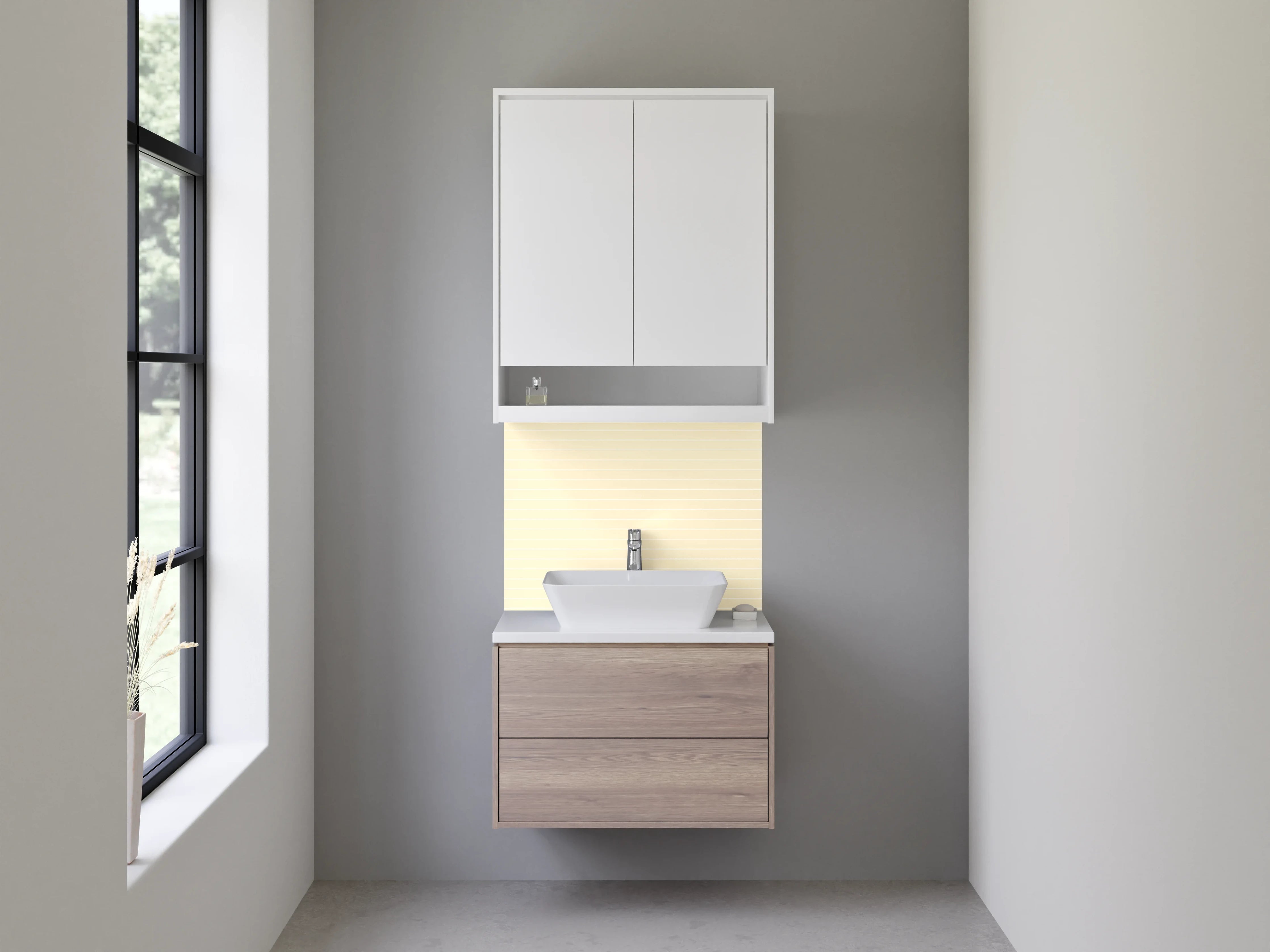 Waschbecken-Rückwand - Beige Linienmuster für Rückwände