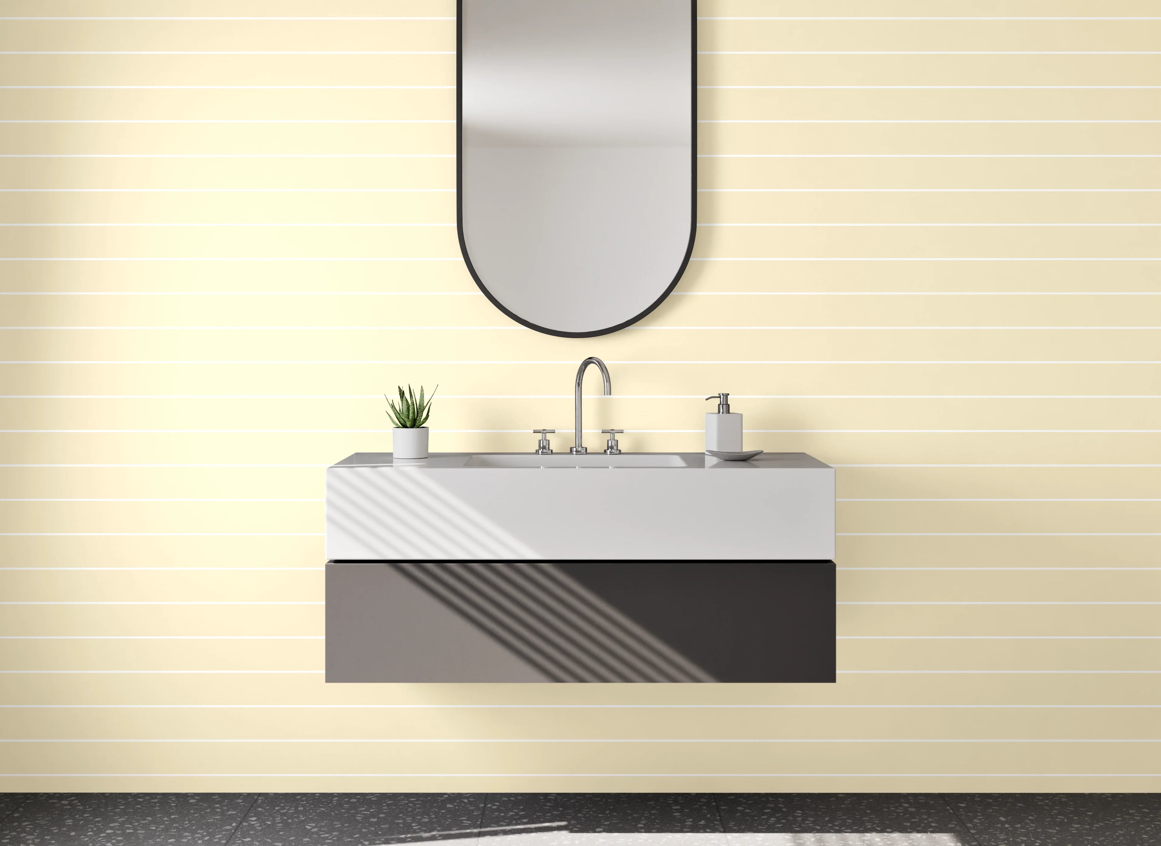 Waschbecken-Rückwand - Beige Linienmuster für Rückwände