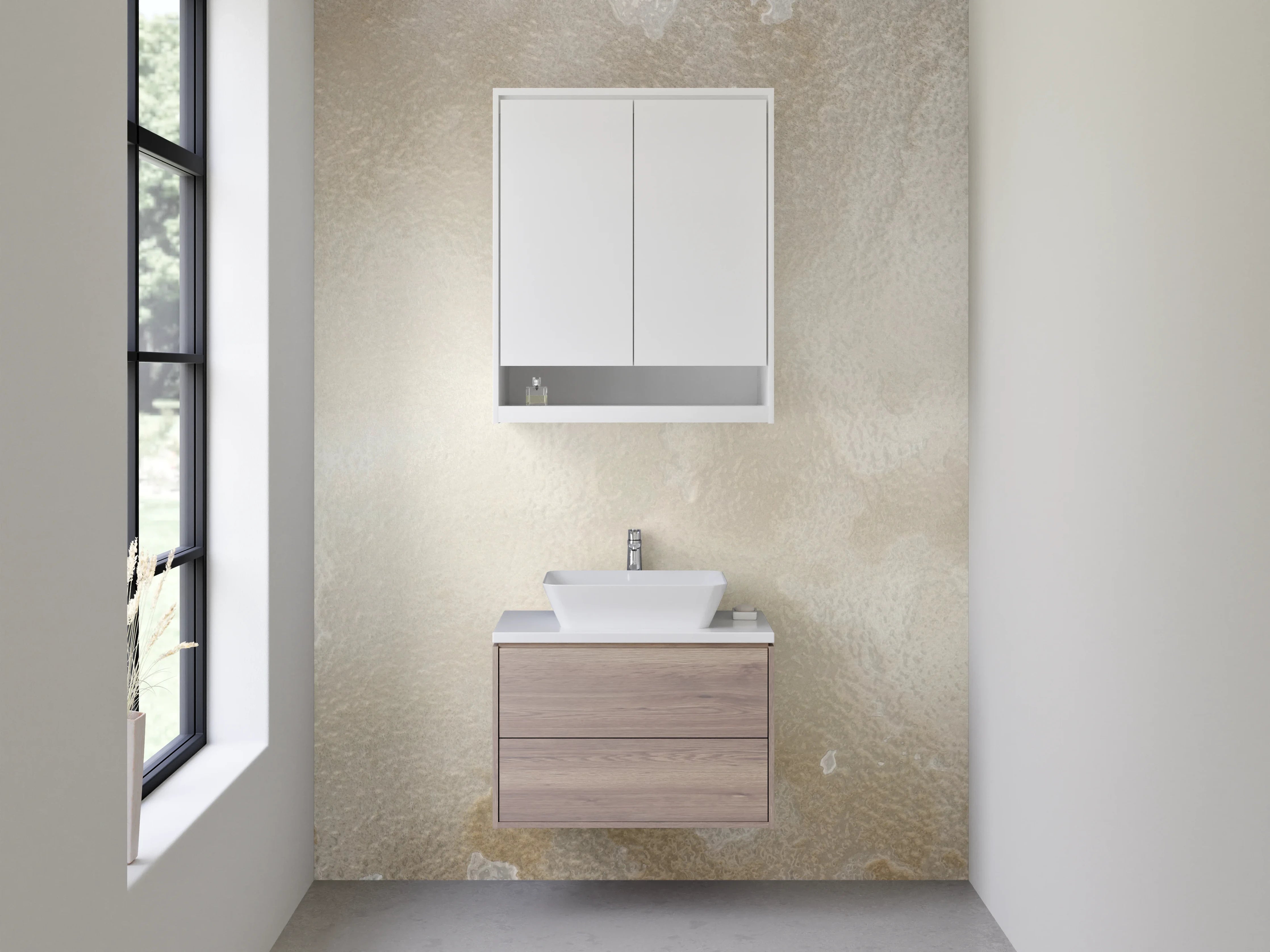 Waschbecken-Rückwand - Beige Marmoroptik für Bad & Küche