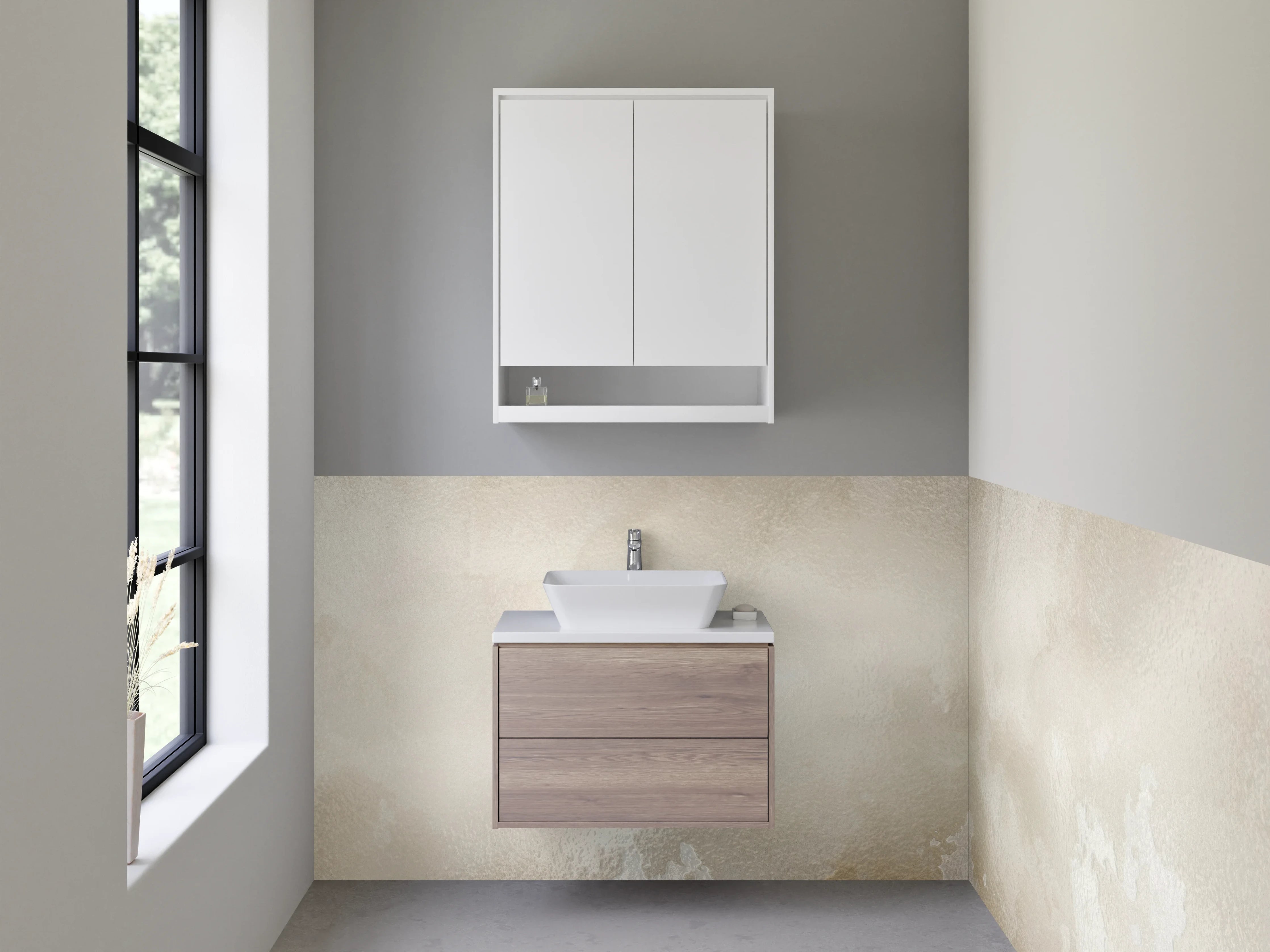 Waschbecken-Rückwand - Beige Marmoroptik für Bad & Küche