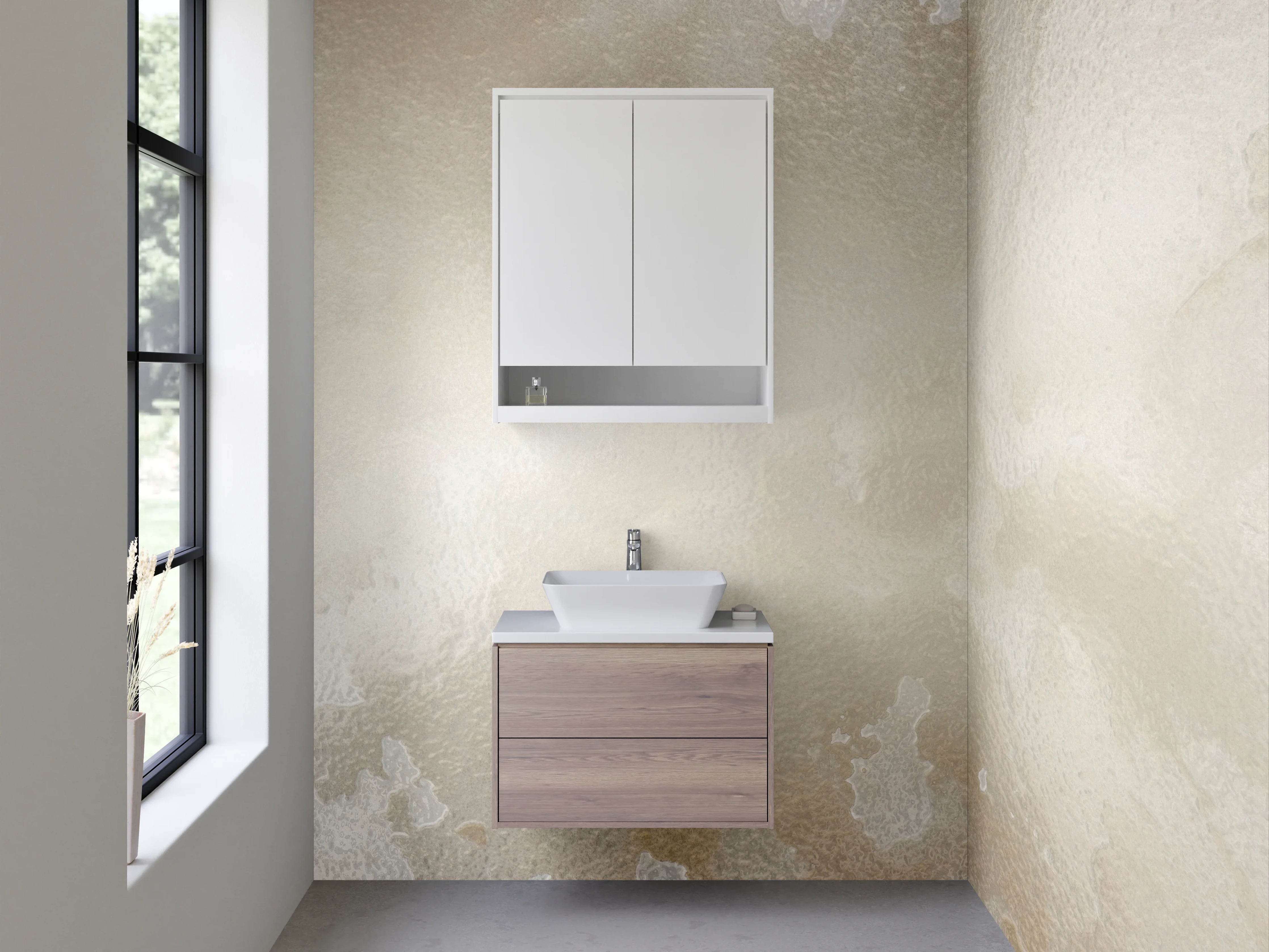 Waschbecken-Rückwand - Beige Marmoroptik für Bad & Küche