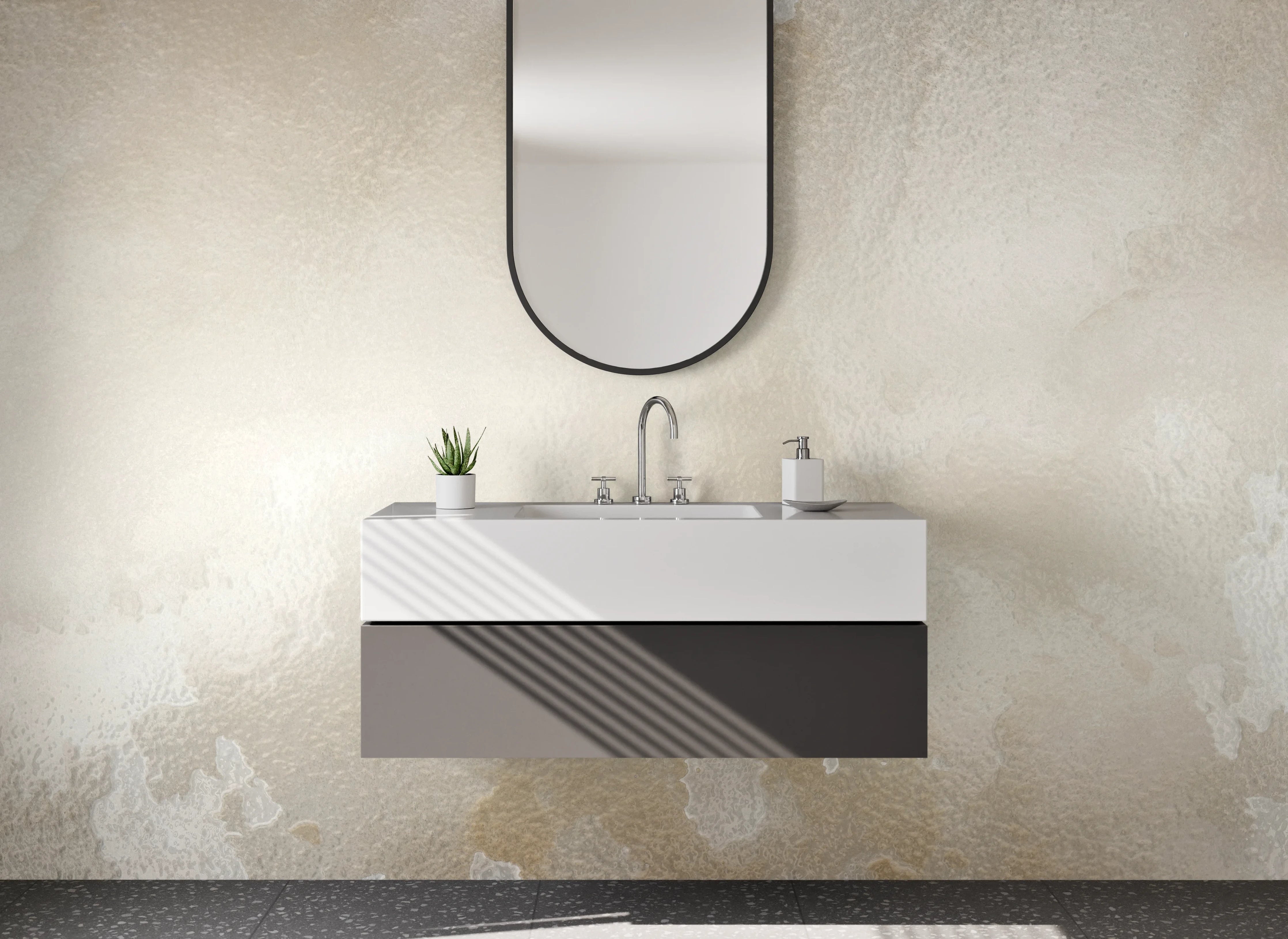 Waschbecken-Rückwand - Beige Marmoroptik für Bad & Küche
