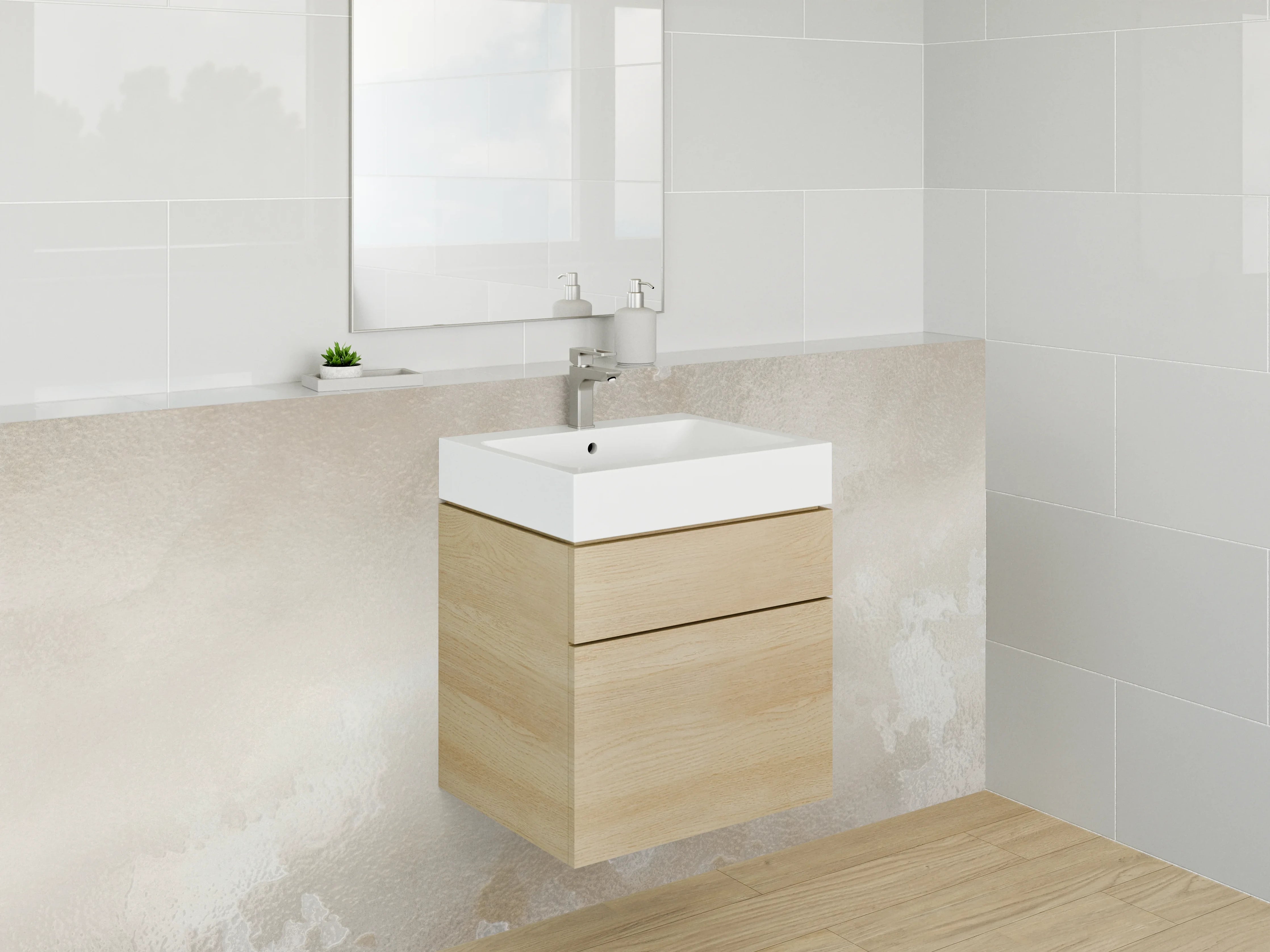 Waschbecken-Rückwand - Beige Marmoroptik für Bad & Küche