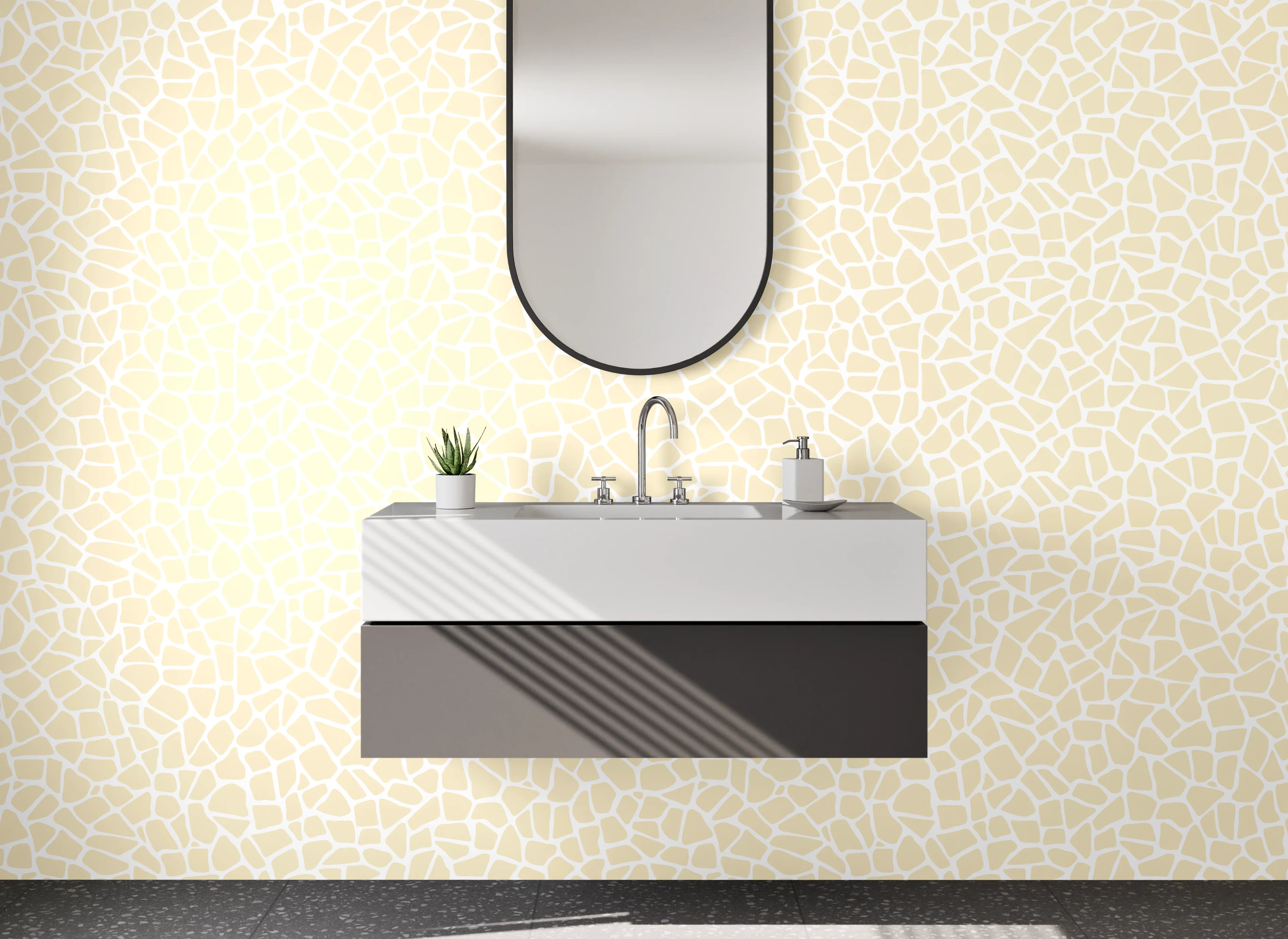 Waschbecken-Rückwand - Beige Mosaik Muster Steinoptik