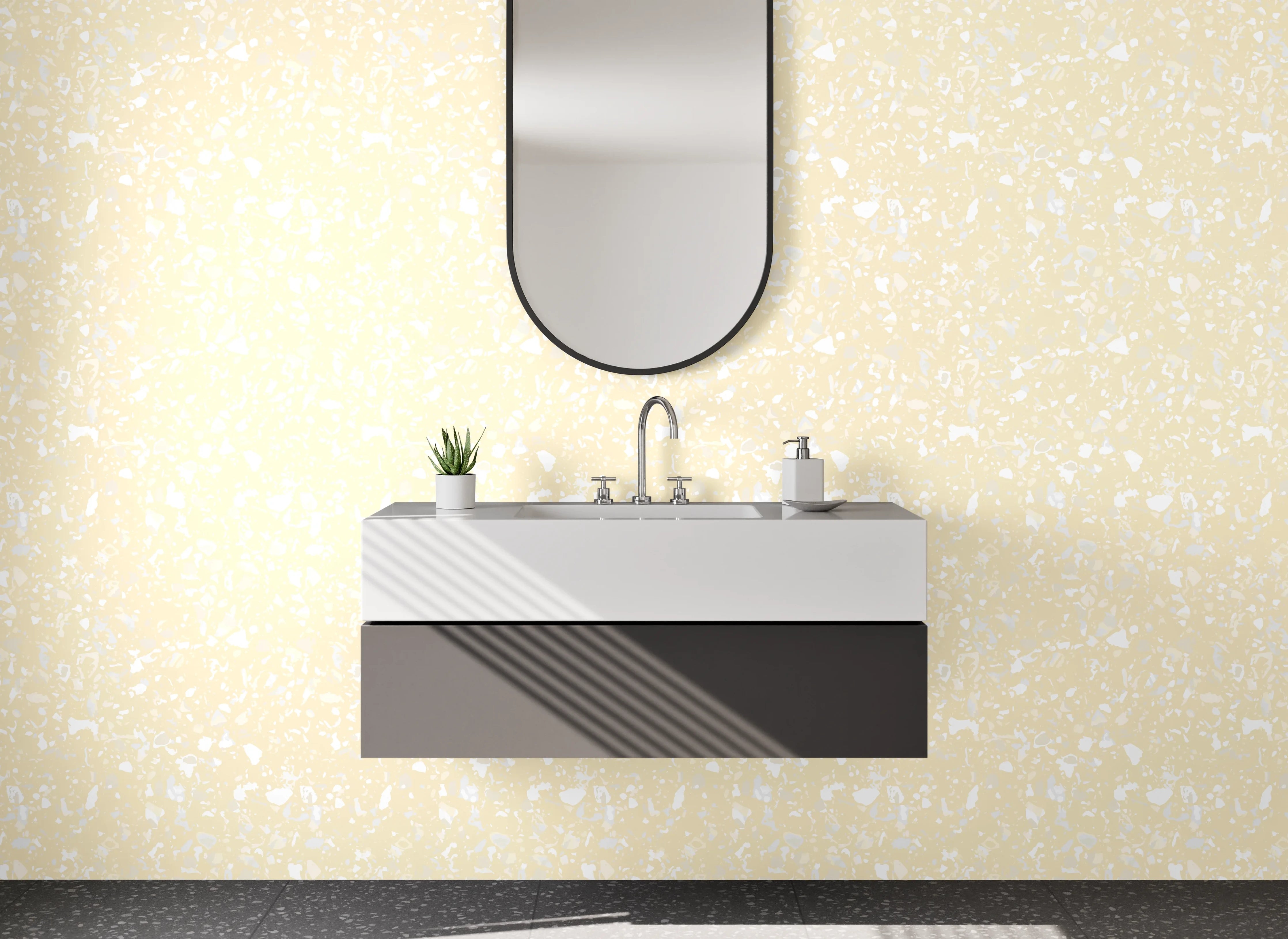 Waschbecken-Rückwand - Beige Muster Tapete modern