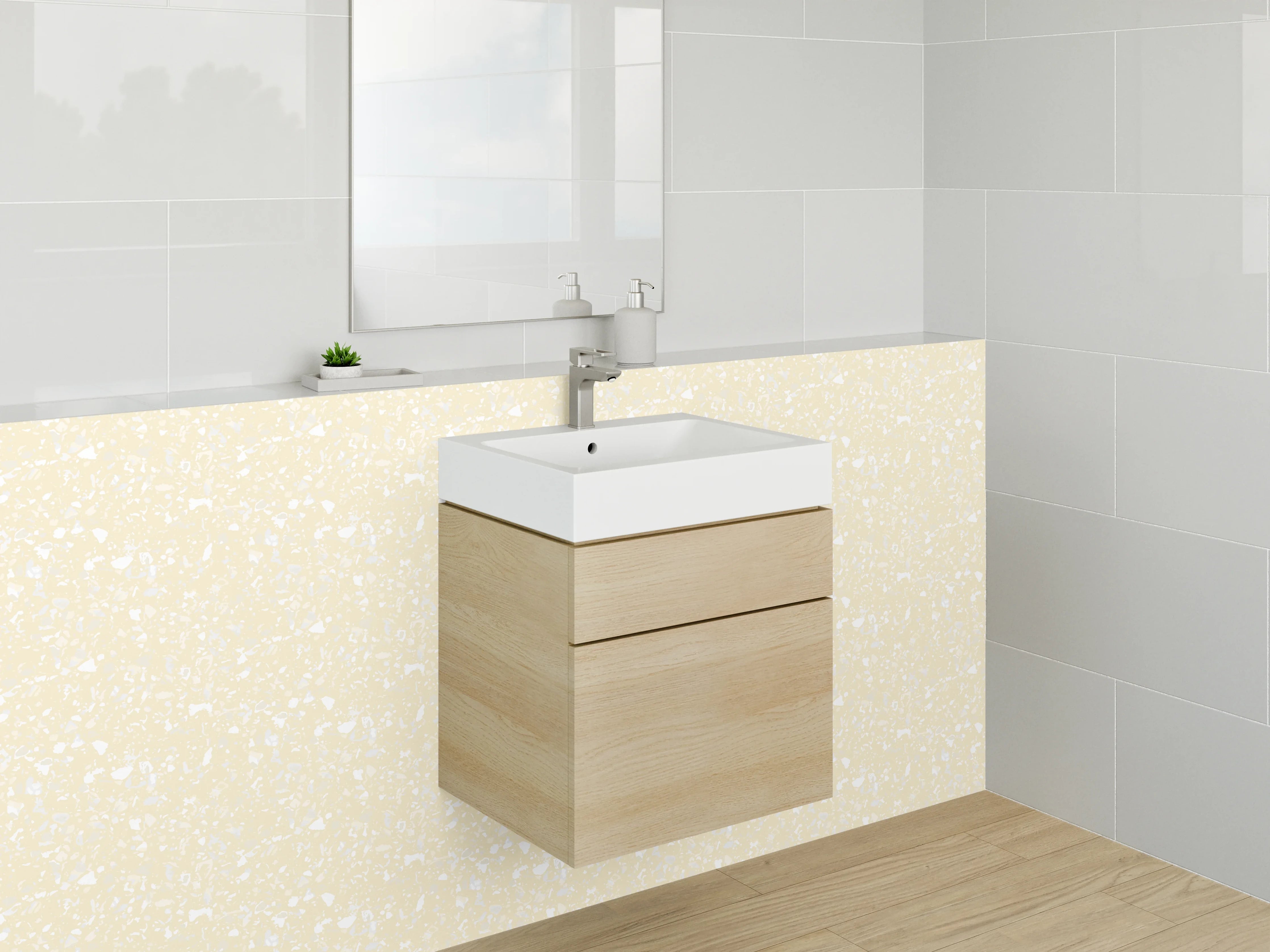 Waschbecken-Rückwand - Beige Muster Tapete modern