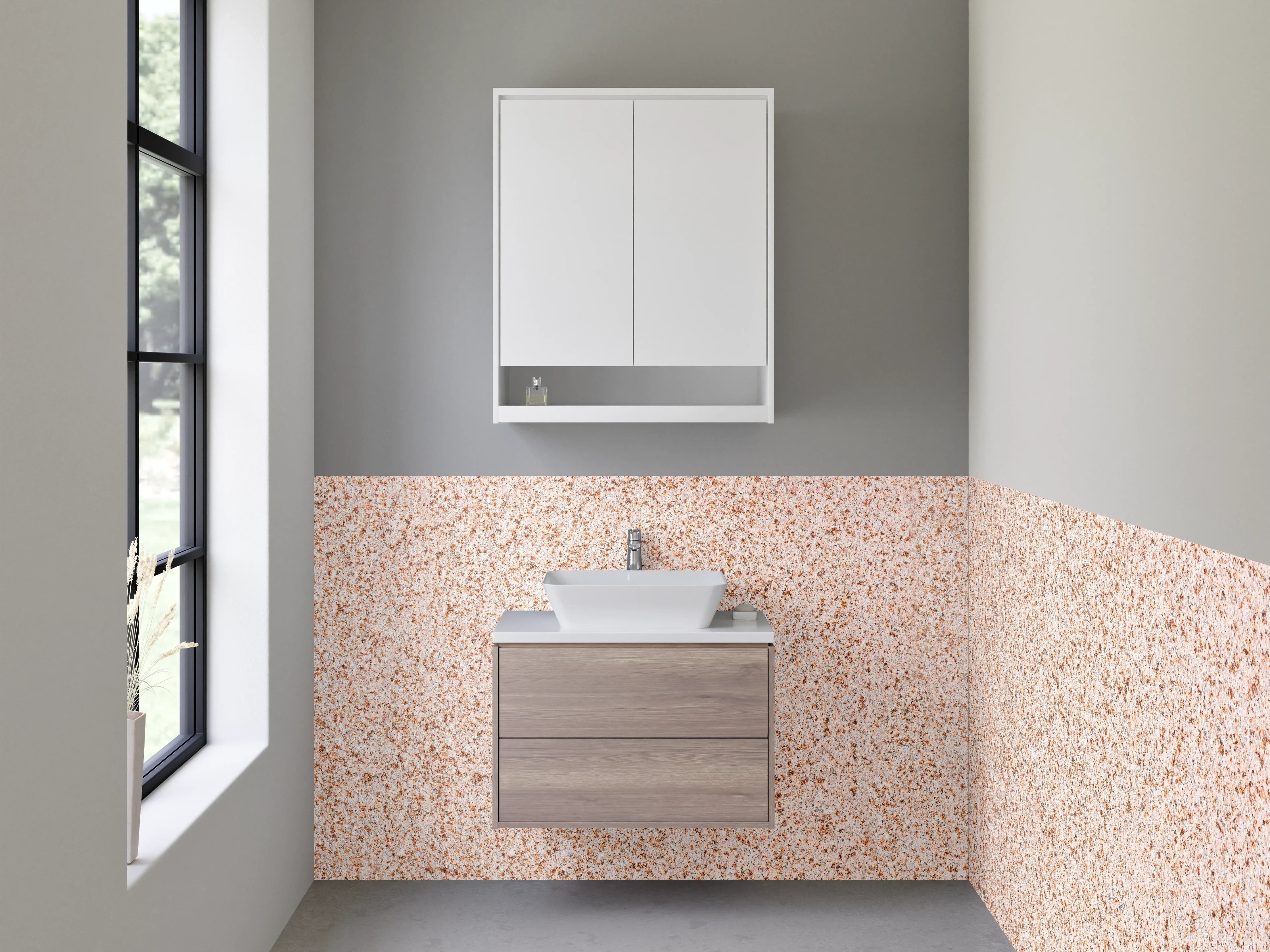 Waschbecken-Rückwand - Beige Sprenkel Marmoroptik