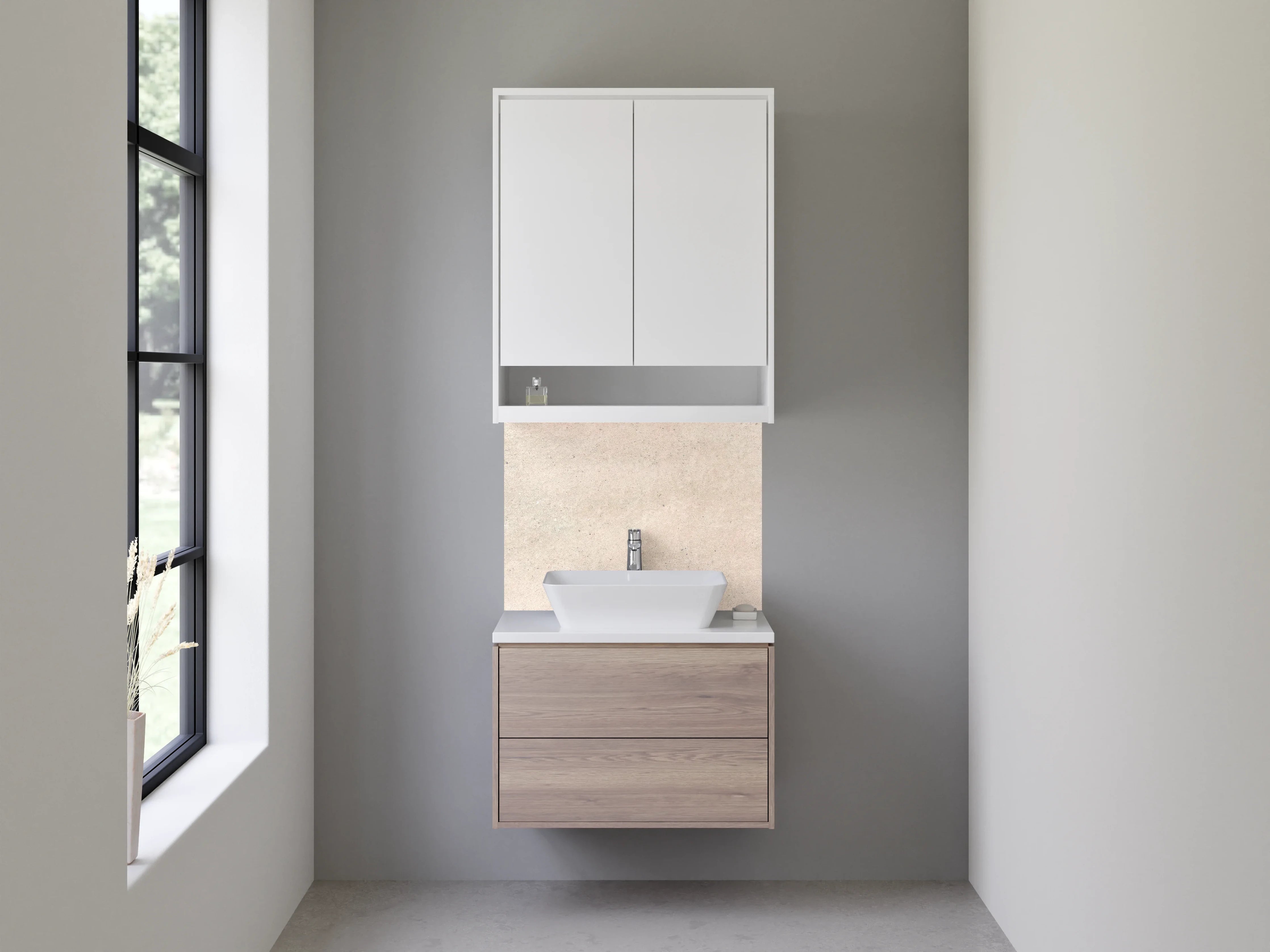 Waschbecken-Rückwand - Beige Steinoptik für edle Rückwände